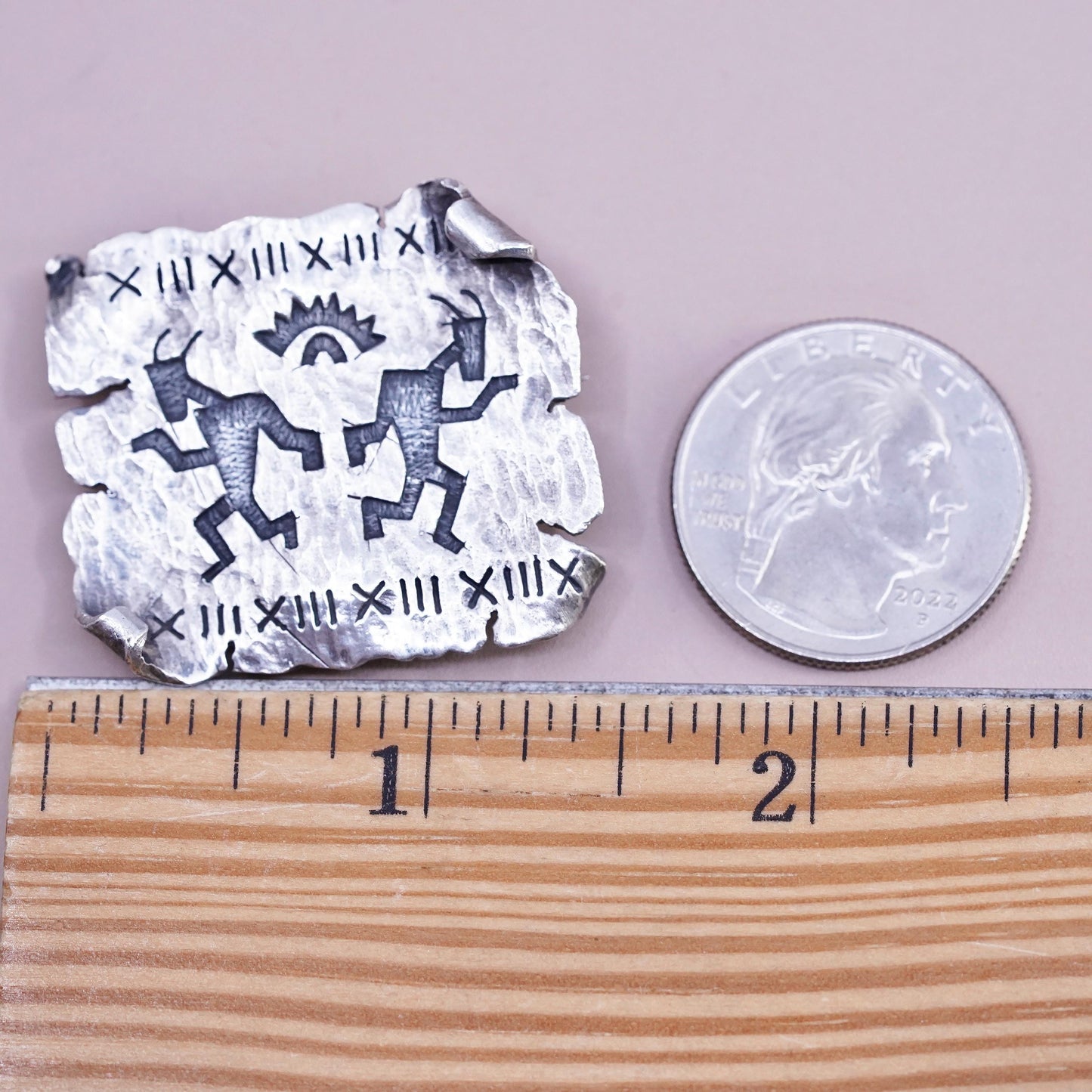 PRECIV Native American Kokopelli Sterling Silver brooch, Sun Petroglyph pendant