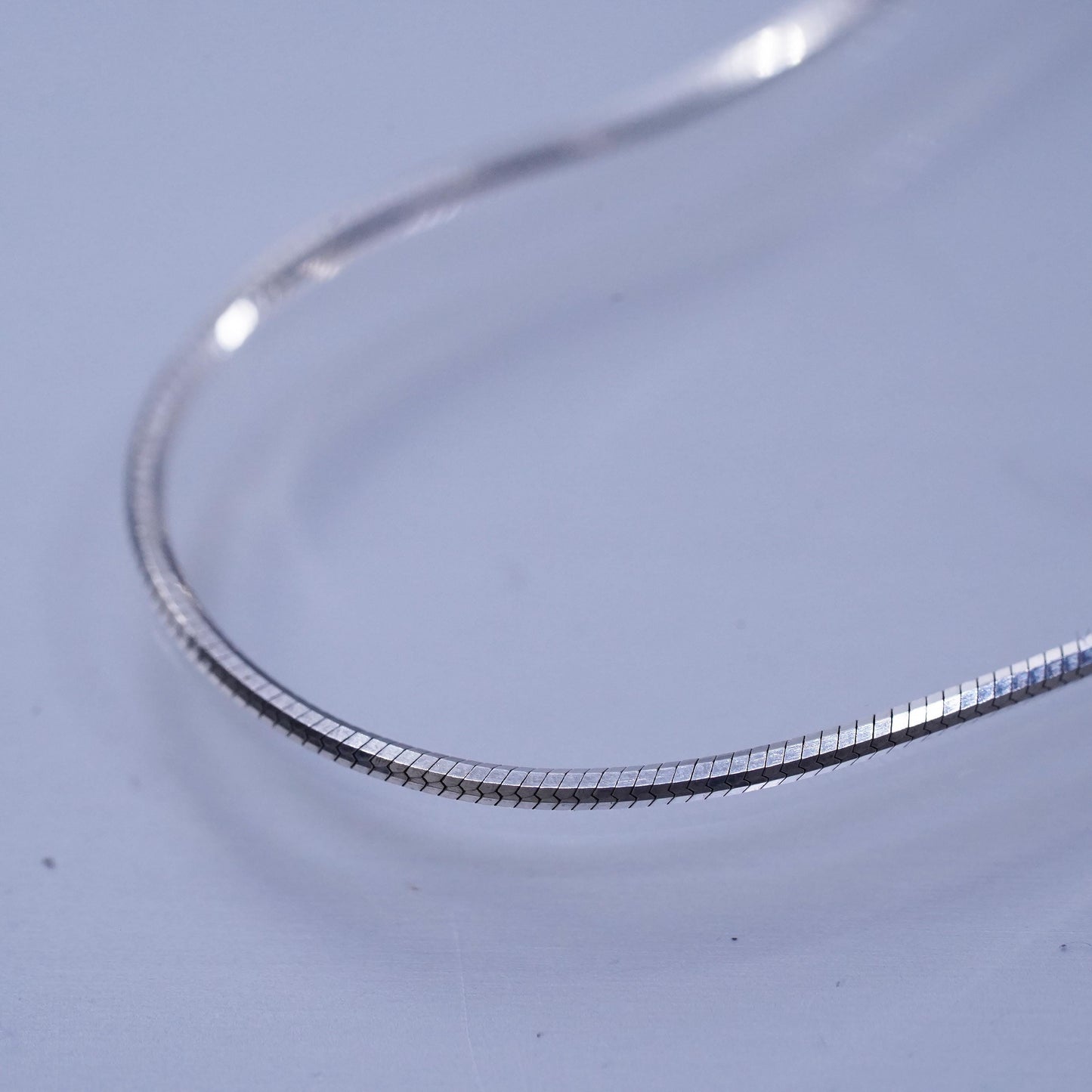 18” 1mm, vintage Italian Sterling 925 silver square snake chain necklace
