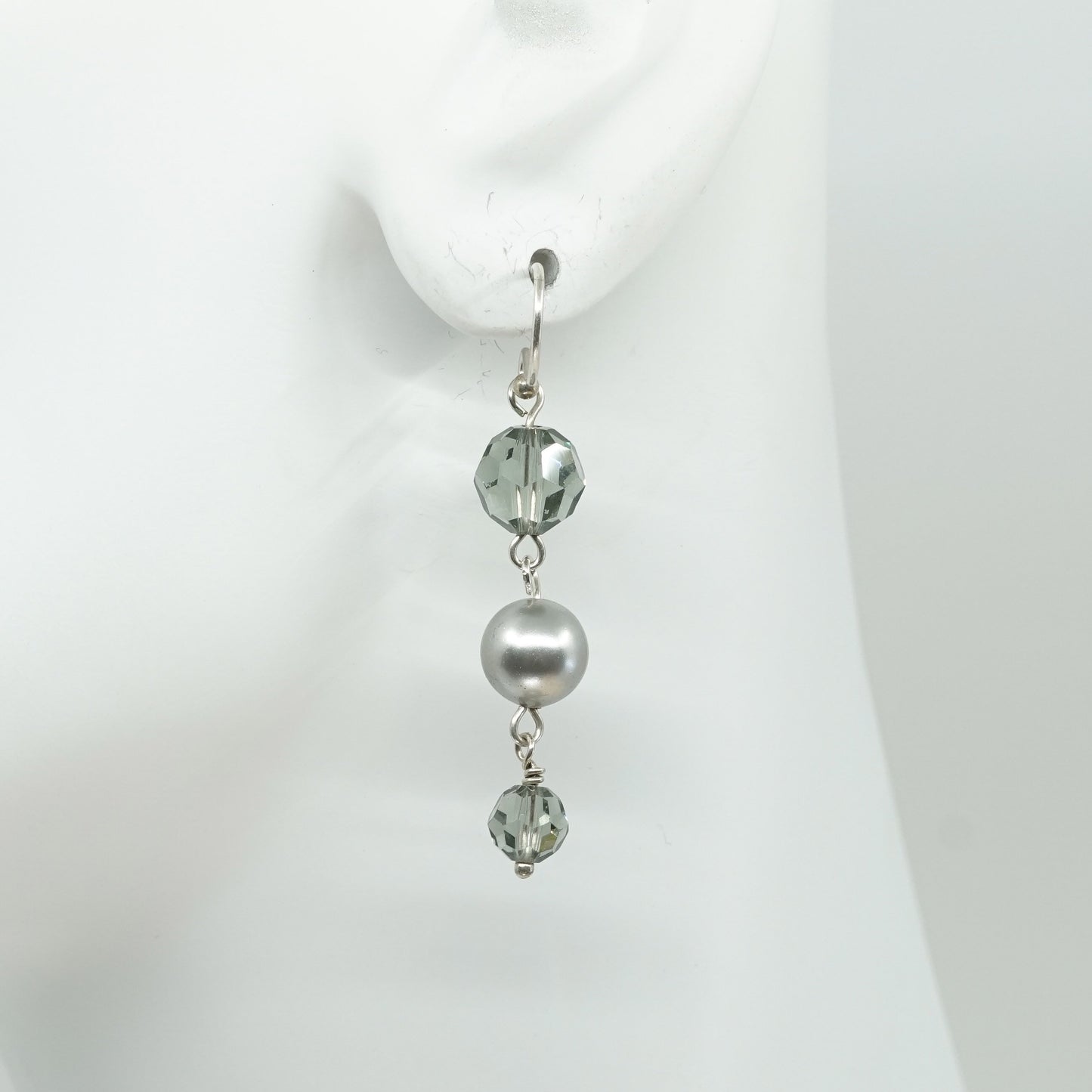 VTG Sterling silver handmade earrings, 925 hooks w/ pearl drops