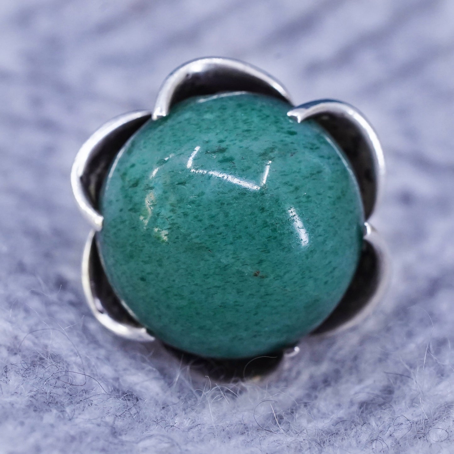 Size 5.5, vintage southwestern SP sterling 925 silver handmade crown ring jade