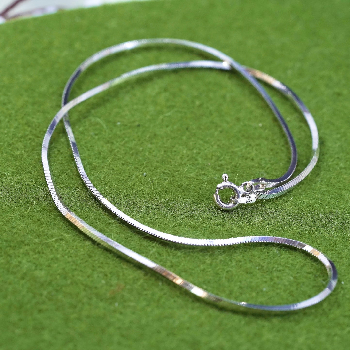 18", 2mm, Vintage sterling silver square snake chain, Italy 925 chain