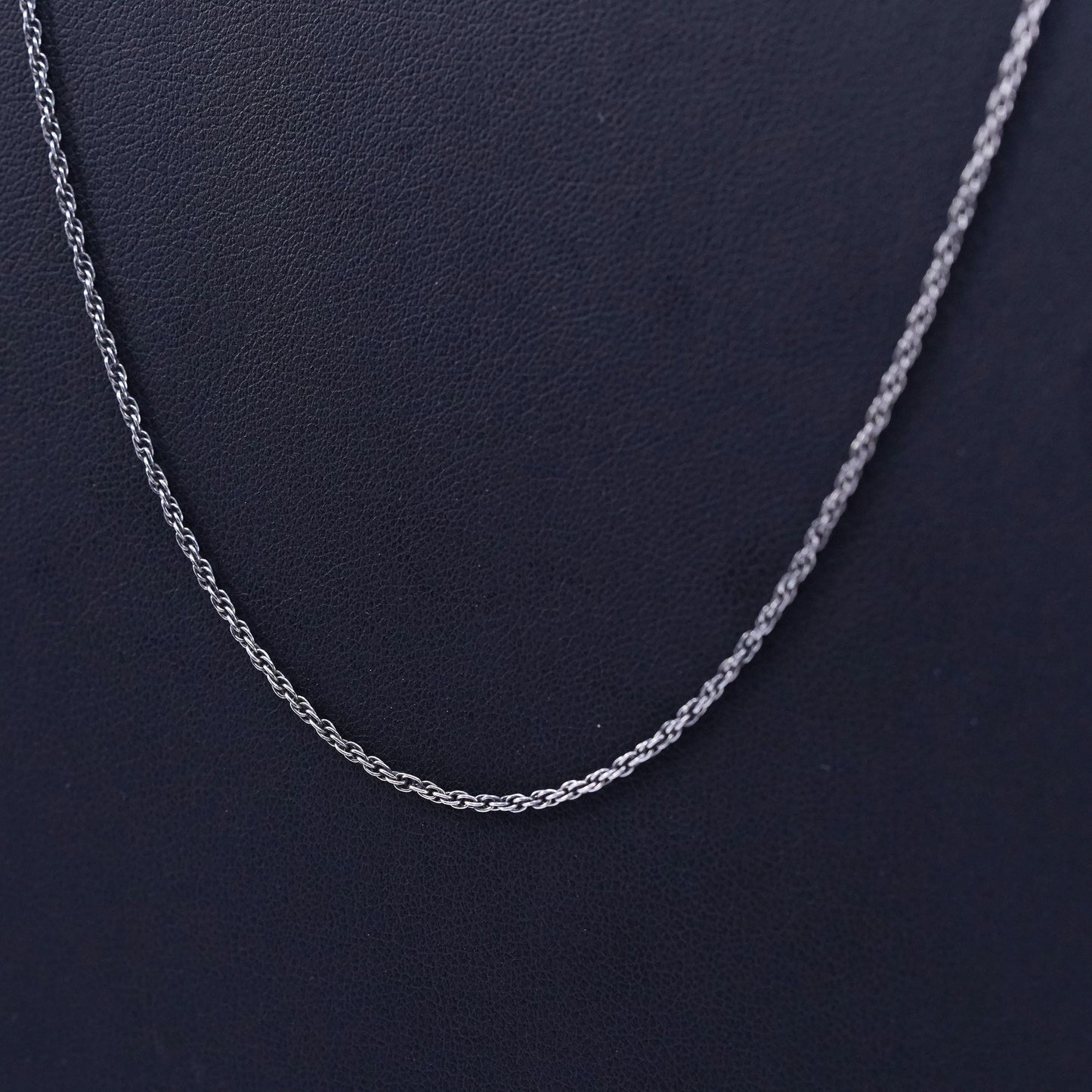 24” 2mm, vintage Italian Sterling 925 silver Singapore rope chain necklace
