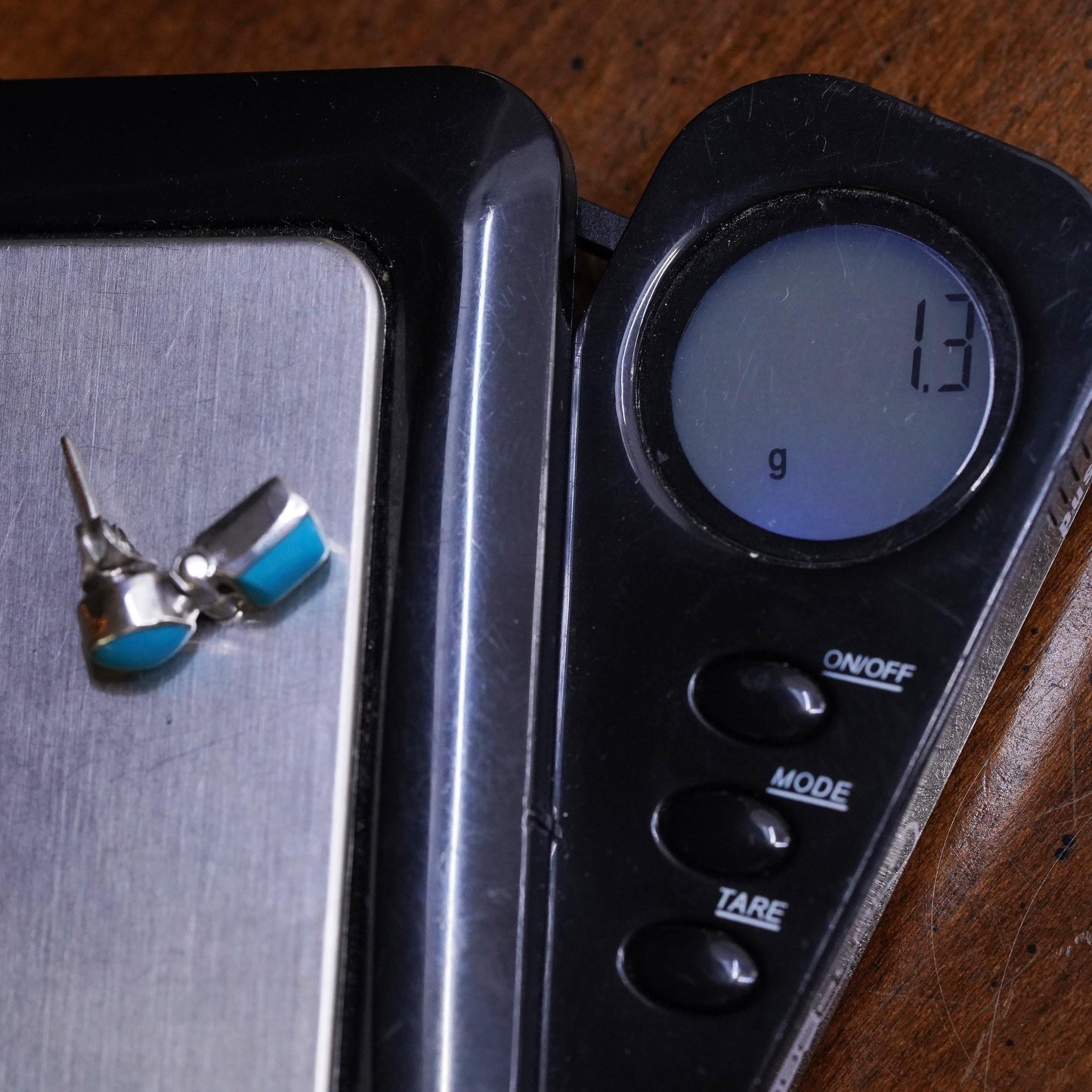 Native American Southwestern sterling silver 950 single earring with turquoise