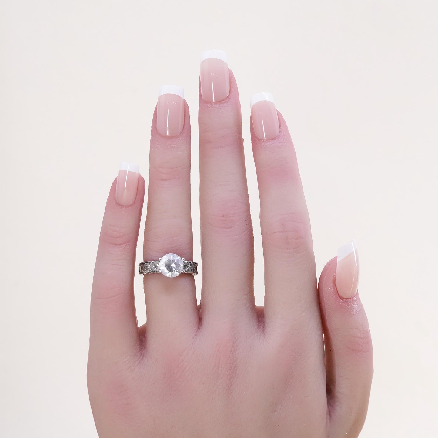 Size 5, Vintage Stauer Sterling Silver 925 Anniversary Band Ring with cz