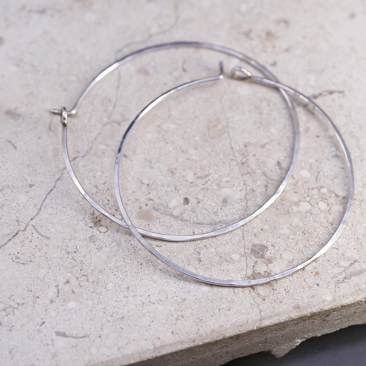 1.75", vintage Sterling silver handmade earrings, 925 hoops, huggie