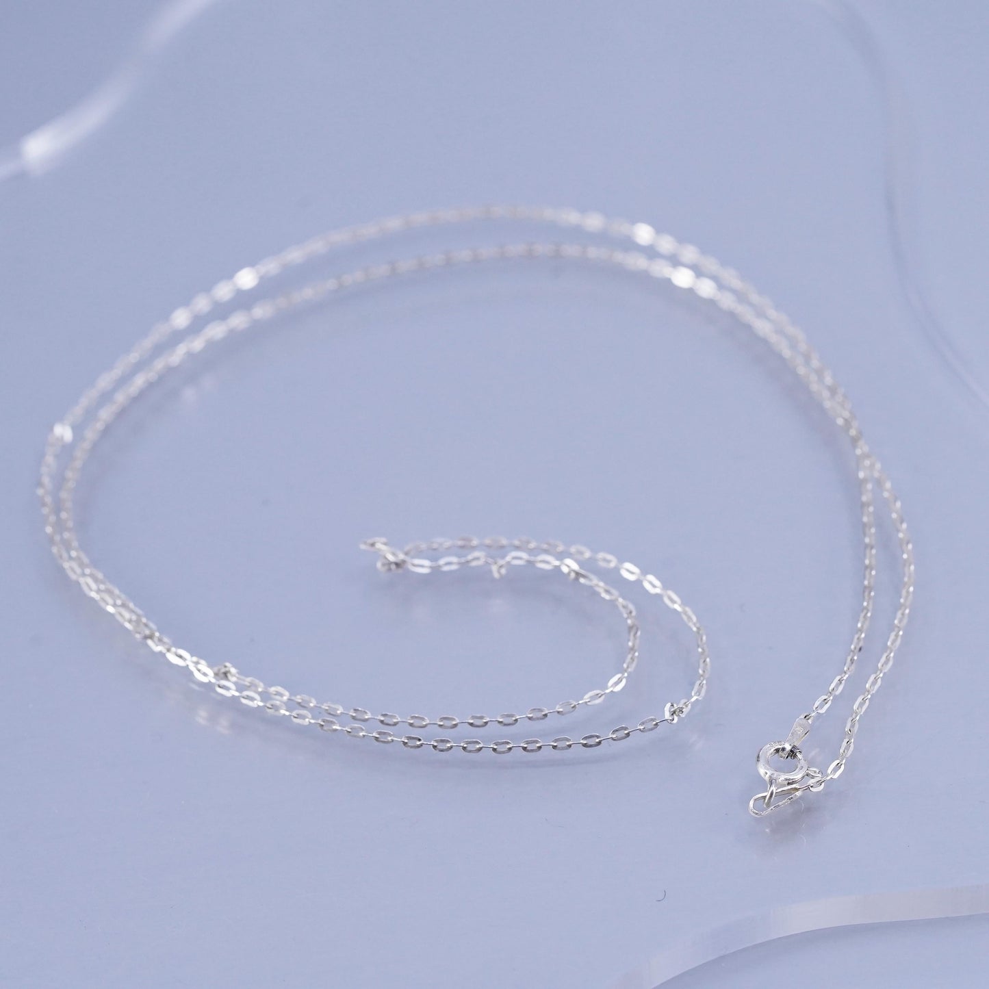 24” 1mm, vintage Sterling 925 silver elongated chain necklace