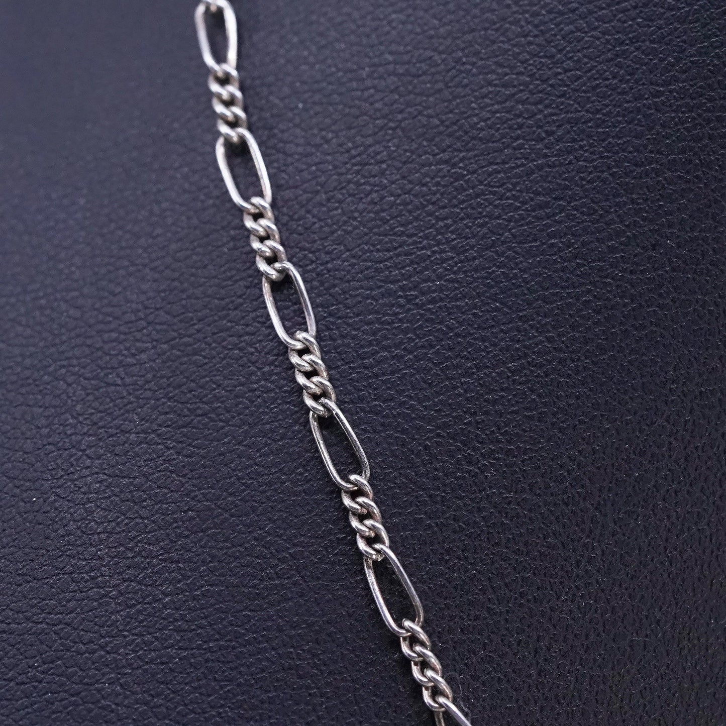 16" 3mm, vintage Sterling 925 silver figaro chain necklace