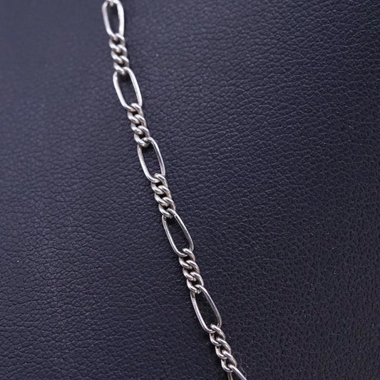 16" 3mm, vintage Sterling 925 silver figaro chain necklace