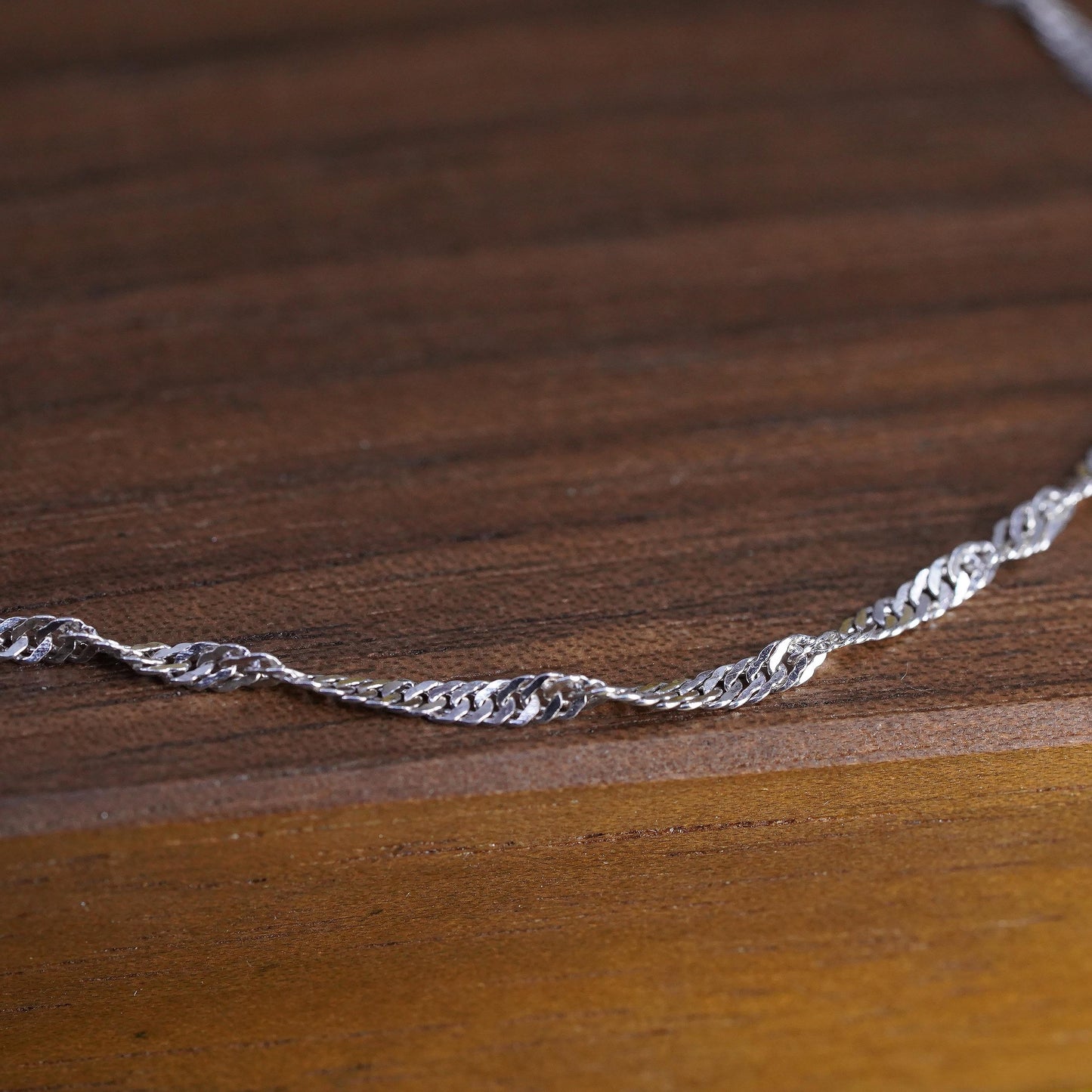 7.5”, 4mm, Vintage sterling 925 silver bracelet, twisted curb link bracelet