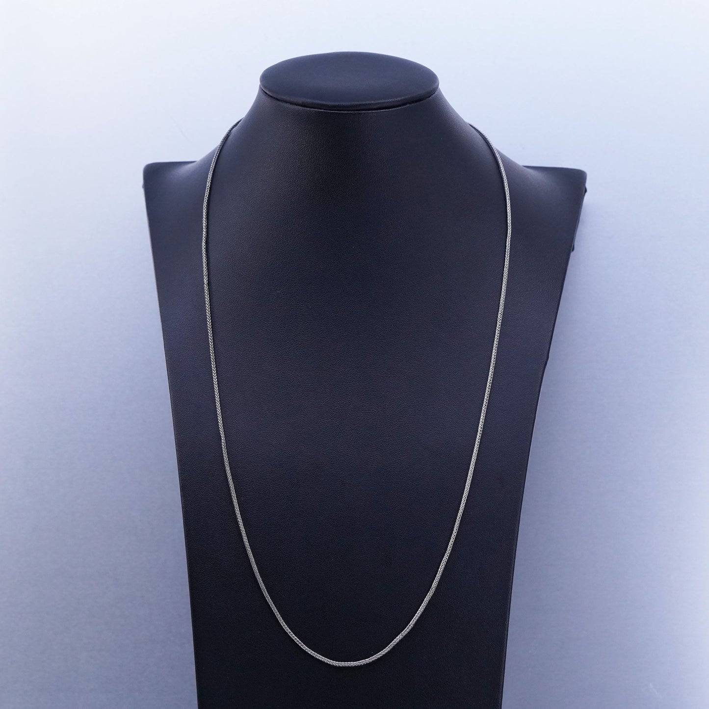 24” 2mm, vintage Sterling 980 silver handmade wheat chain necklace