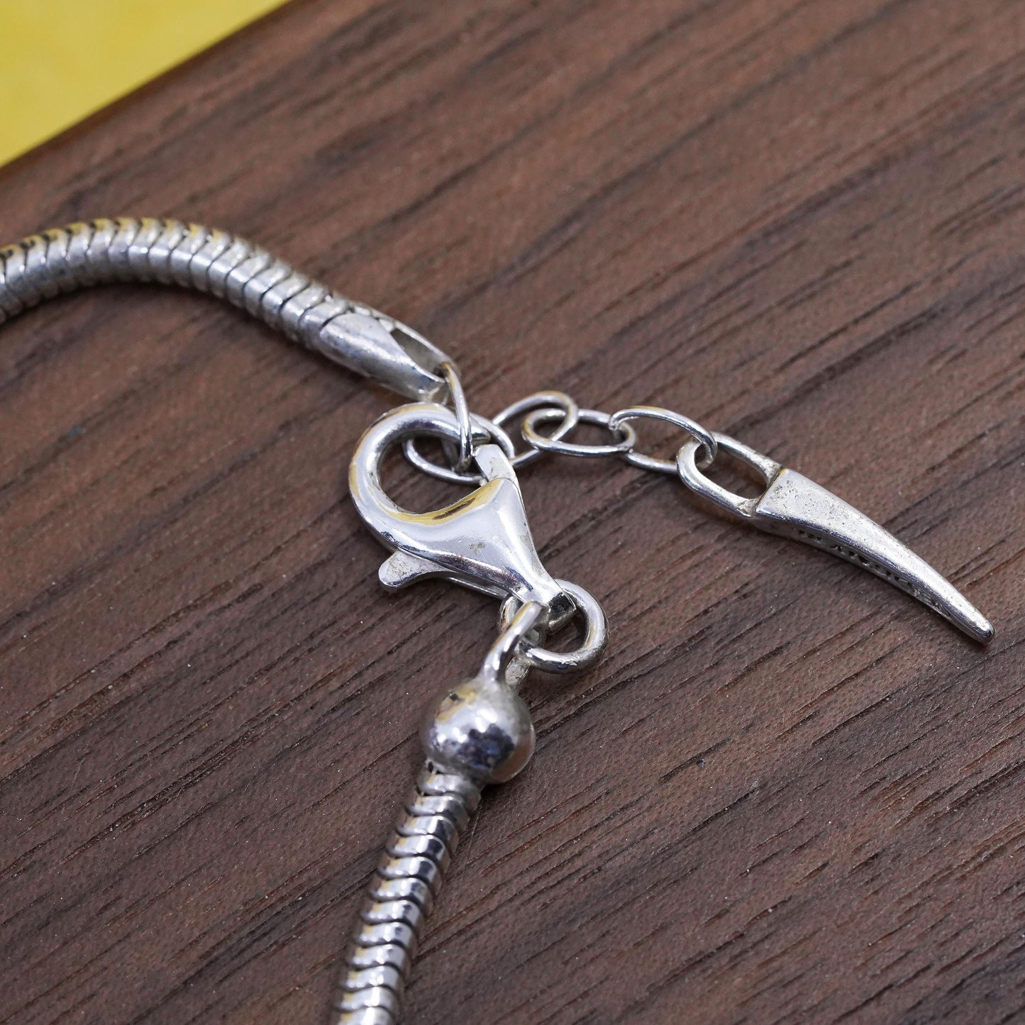 6.75”, Ralph Lauren sterling silver bracelet 925 snake chain glass floral charm