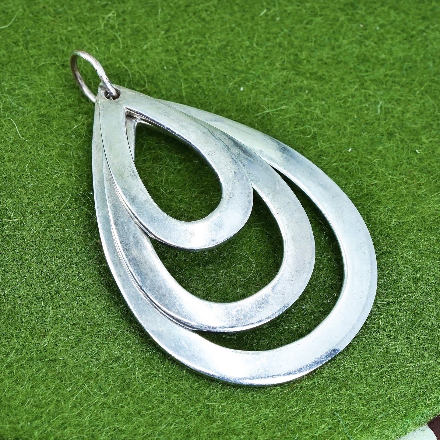 Vintage sterling silver handmade pendant, Modern 925 silver teardrop