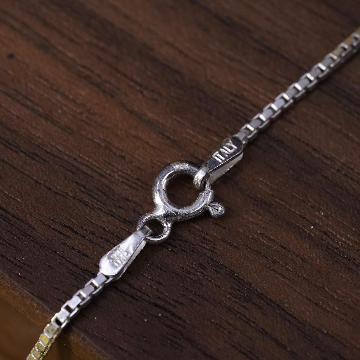 18", 1mm, vintage Sterling 925 Silver box chain necklace with cross pendant