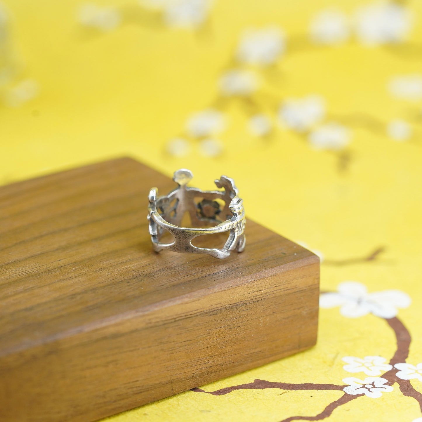 size 5.25, vintage Sterling silver handmade ring, 925 children friendship band