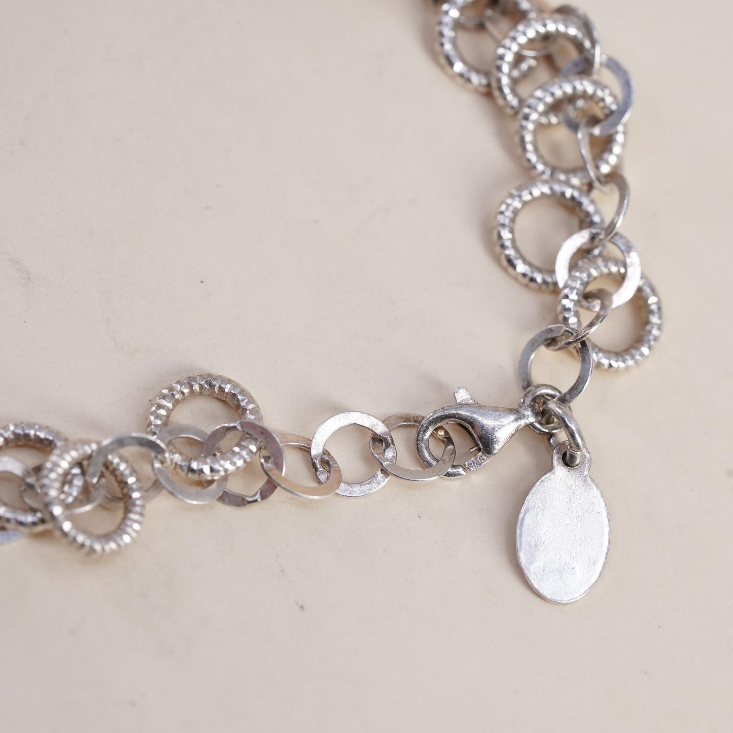 7.25", Vintage Italian Dyadema sterling 925 silver multi circle charm bracelet