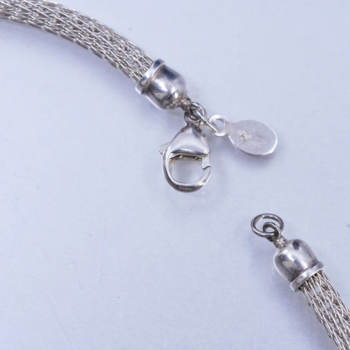 18” 4mm, vintage Sterling 925 silver handmade bold mesh chain necklace