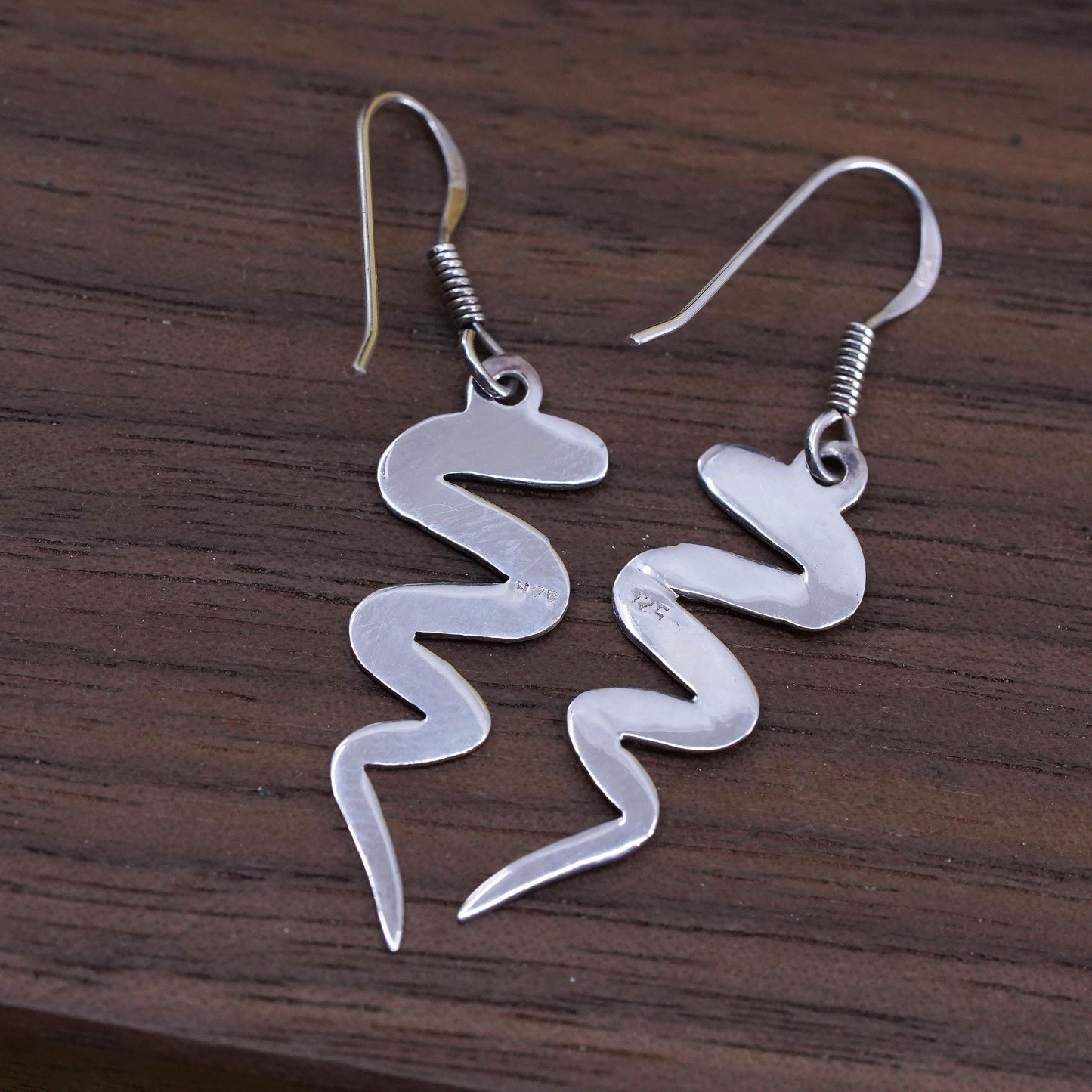 Vintage Mexican Sterling silver handmade earrings, 925 tornado drops