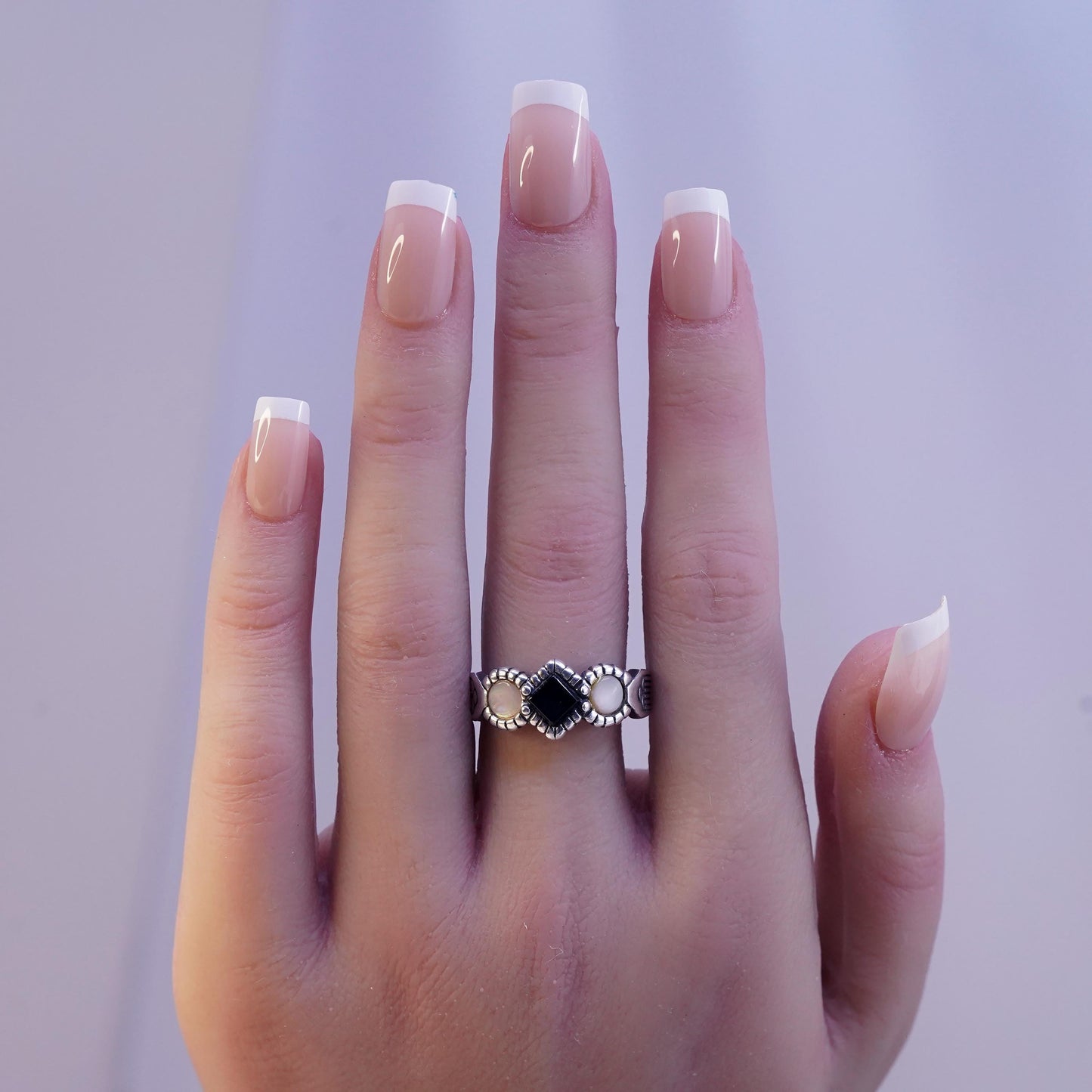 Size 9.25, southwestern CAROLYN POLLACK RELIOS Sterling 925 silver ring onyx