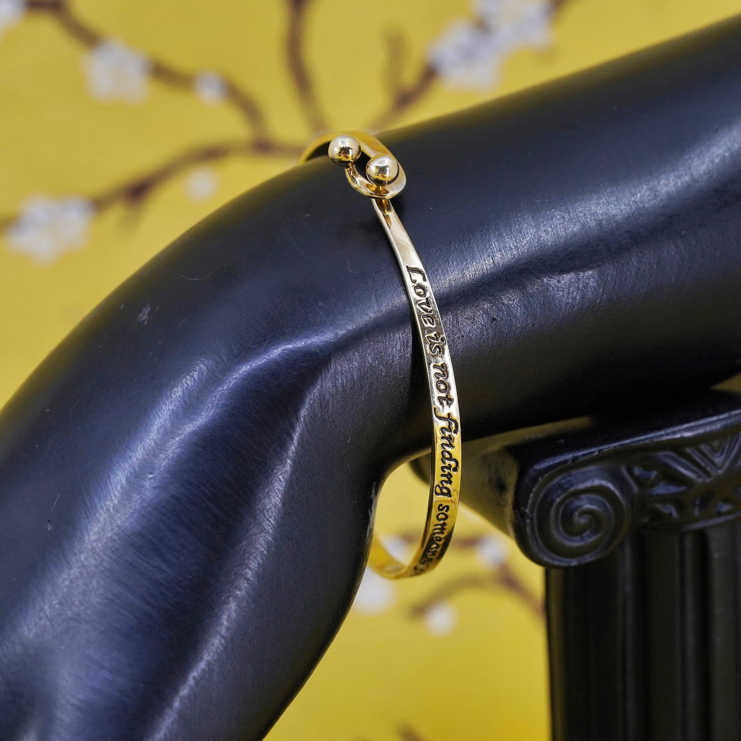 7", Vermeil gold over Sterling silver bracelet, 925 bangle “love is not finding