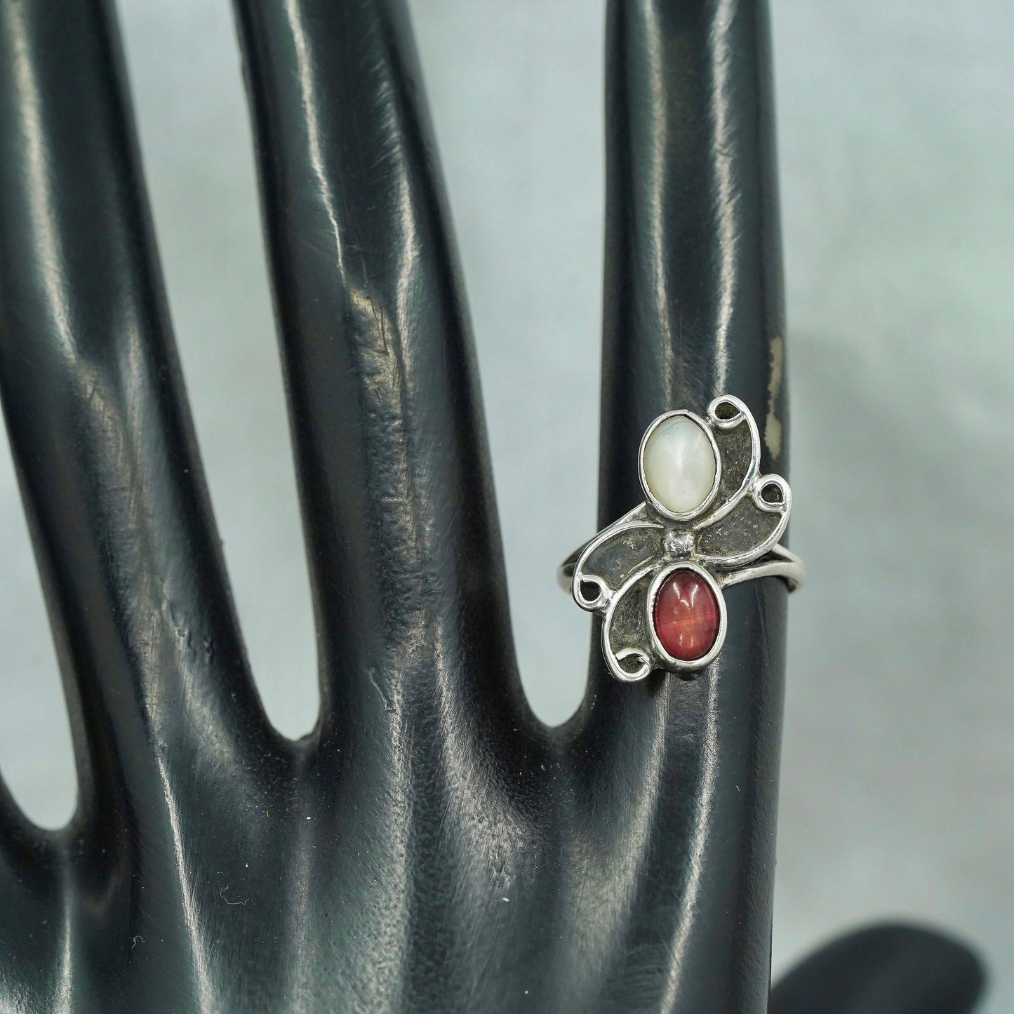 Size 5.5, southwestern Sterling 925 silver handmade ring with red tiger eye