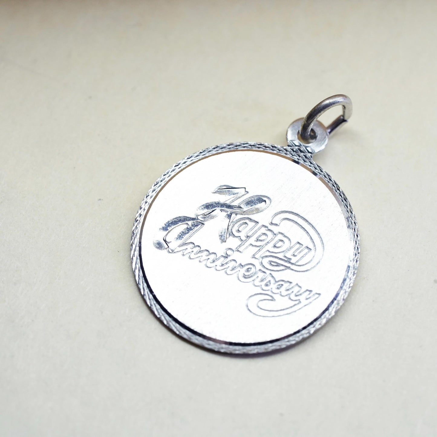 Vintage Sterling silver handmade pendant, 925 tag charm “happy birthday”