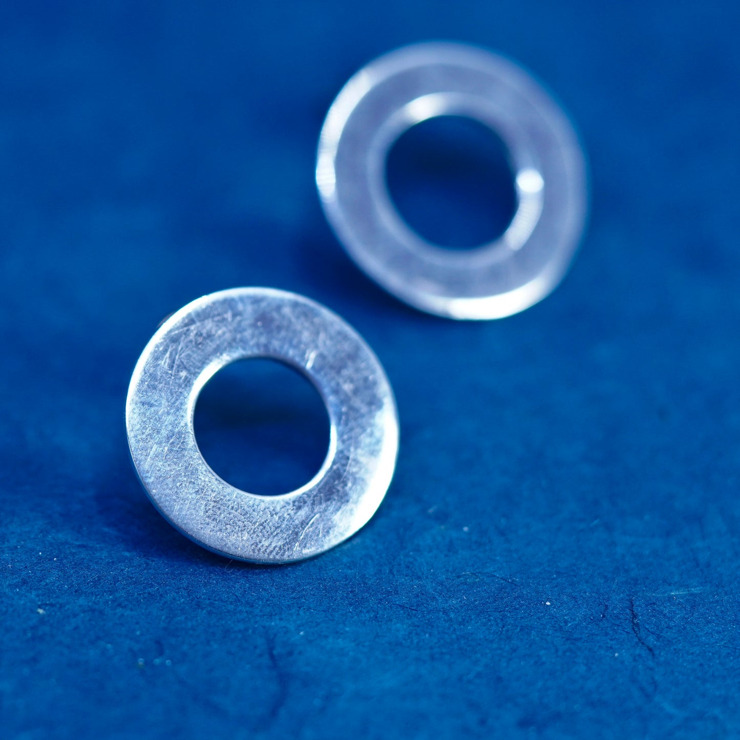 vintage Sterling silver handmade earrings, 925 circle studs