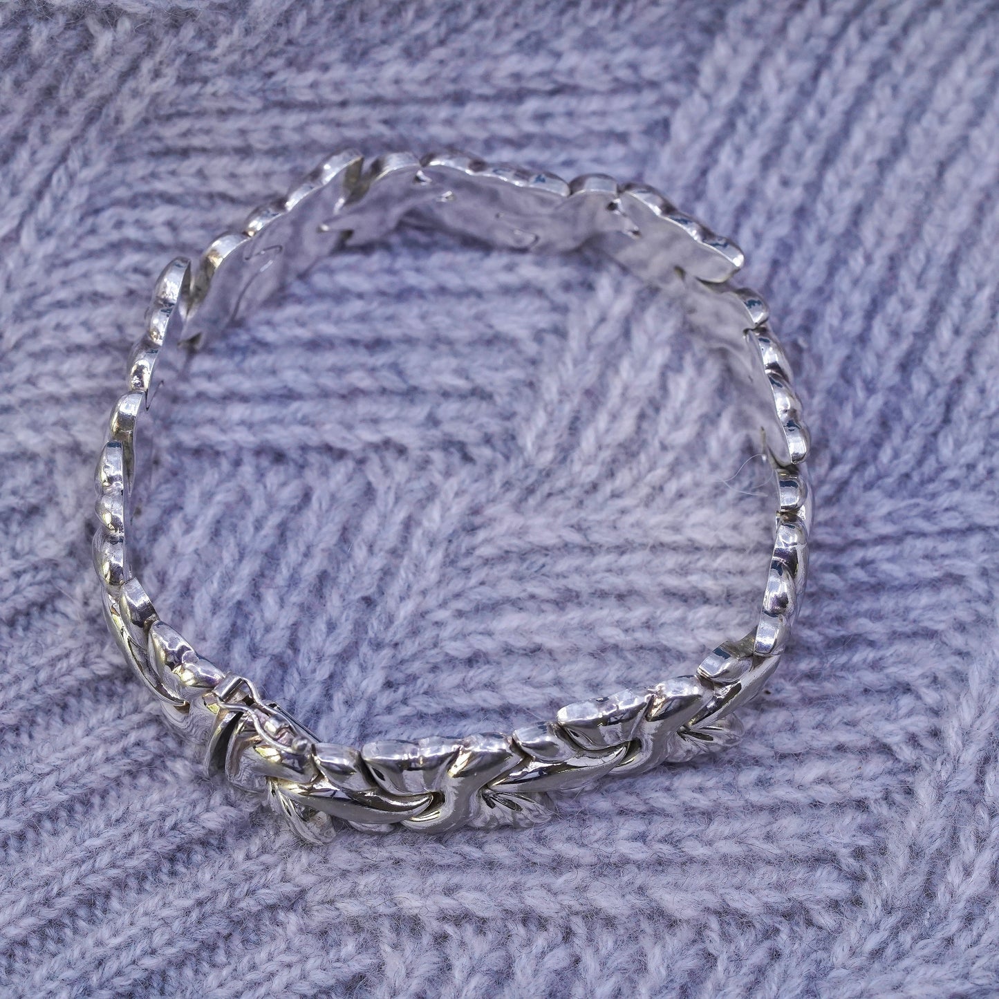 7.5", 13mm, vintage Sterling silver handmade bracelet, 925 tennis bracelet