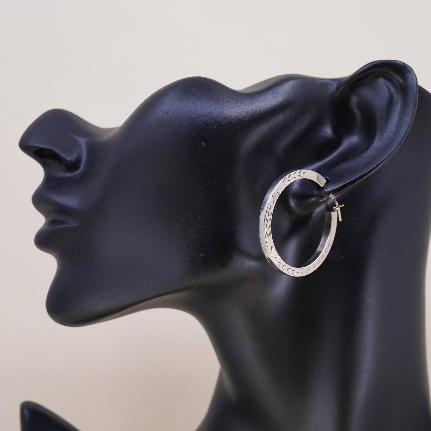 1.5", vermeil gold over sterling 925 silver loop single earring, primitive hoop