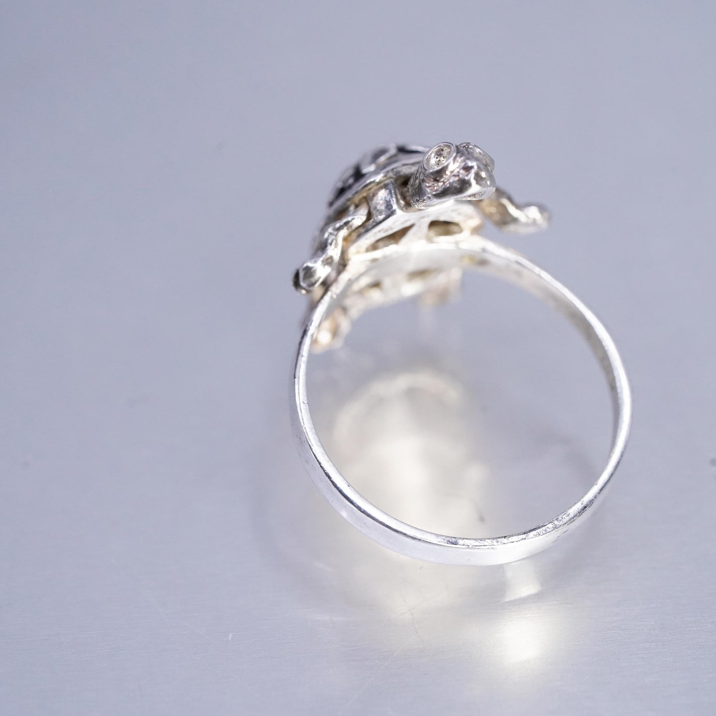 Size 8, Size 6, vintage sterling silver 925 handmade turtle ring movable joints