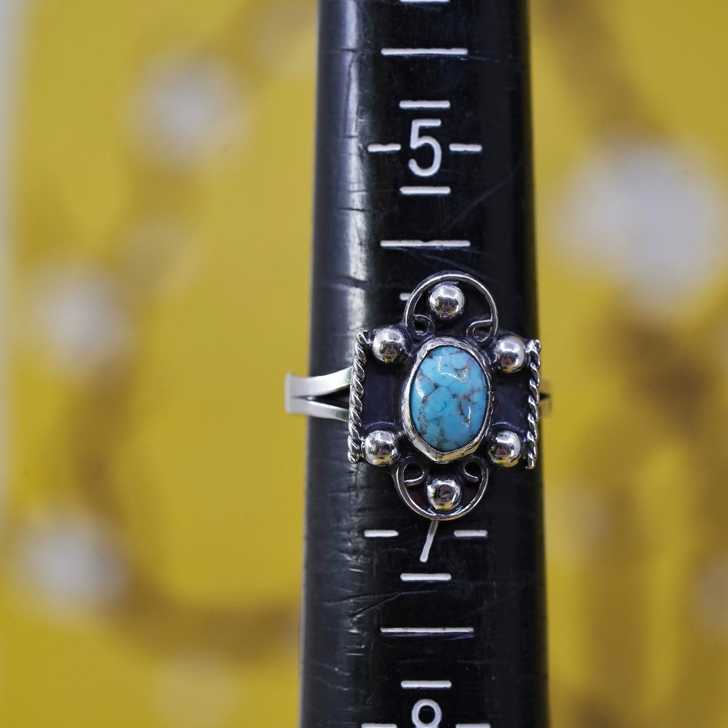 Size 6, Sterling silver handmade ring, jewelry, southwestern 925 band turquoise