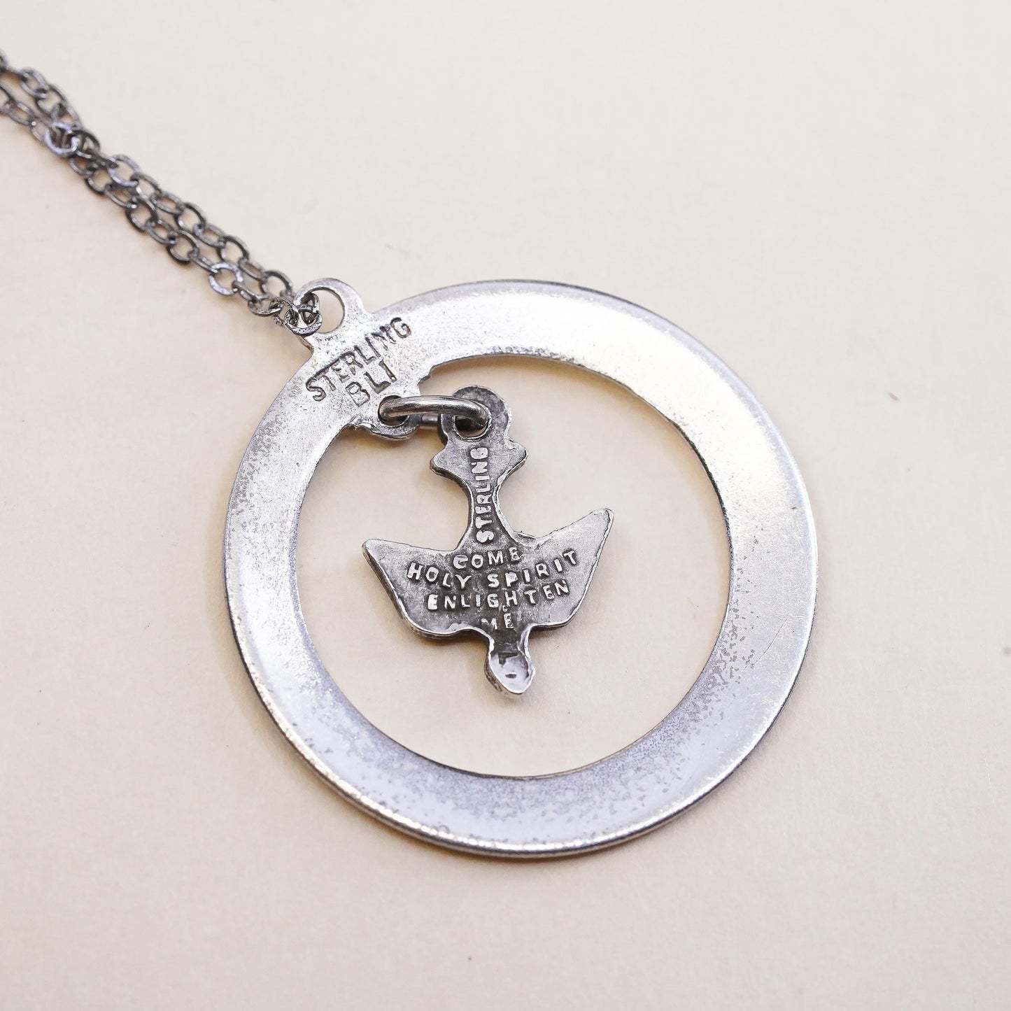 18", Sterling Silver 925 Holy Spirit Dove Necklace, Pendant, Christian Jewelry