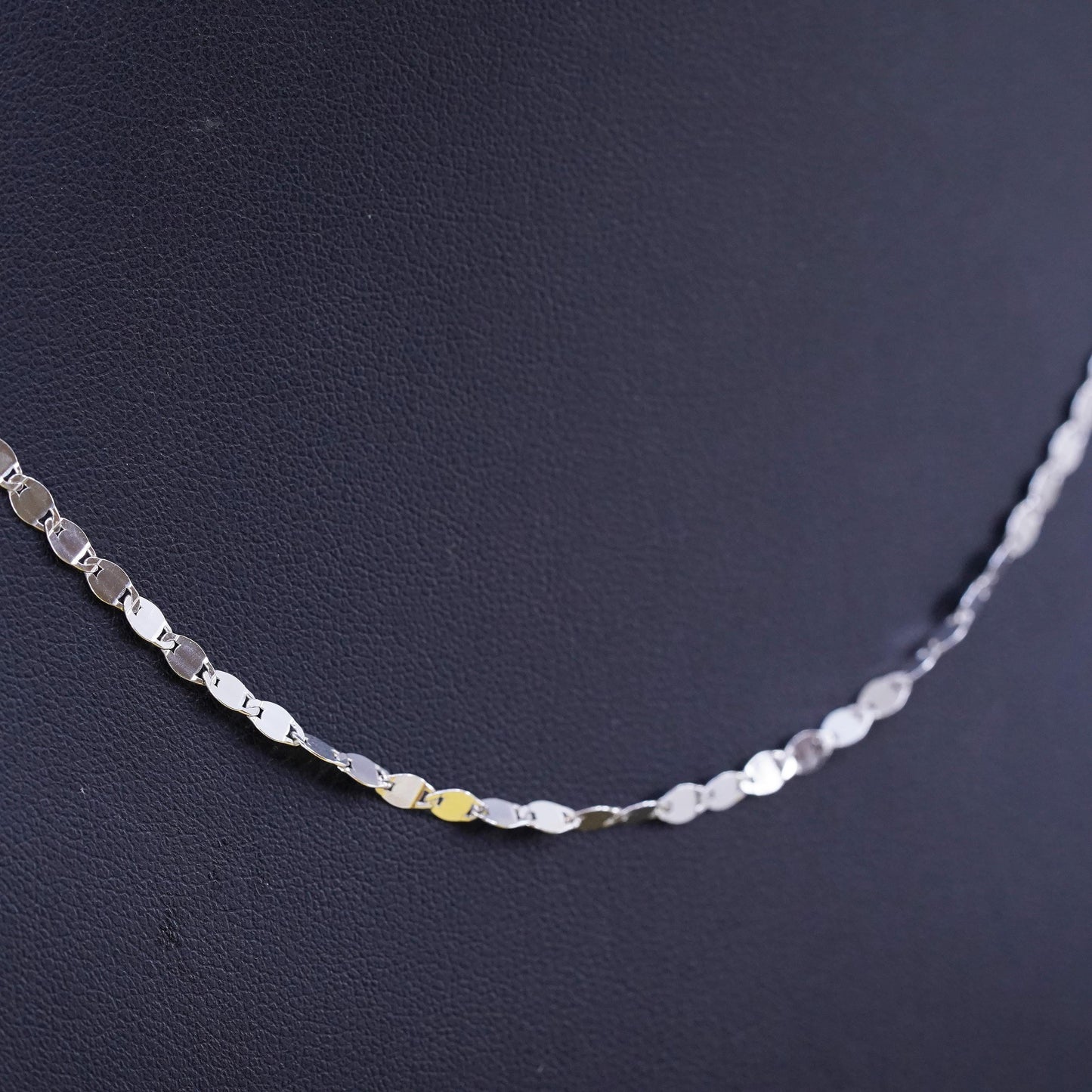 18", 3mm, vintage sterling silver flatten nugget chain, Italy 925 necklace