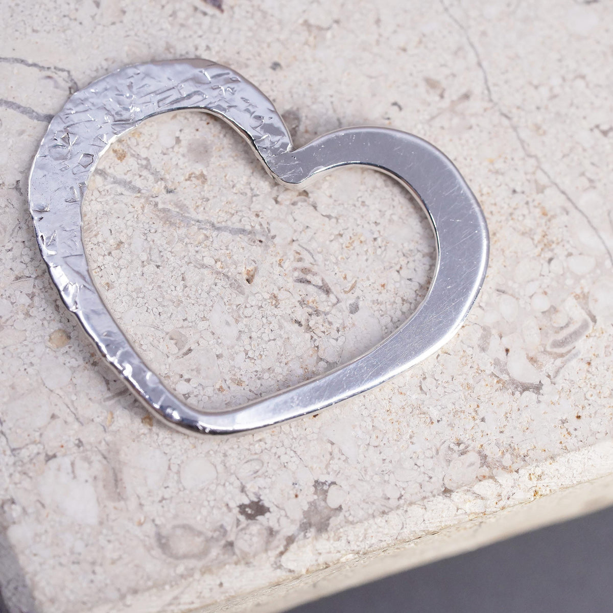Vintage Southwestern Sterling silver handmade pendant, textured 925 heart charm
