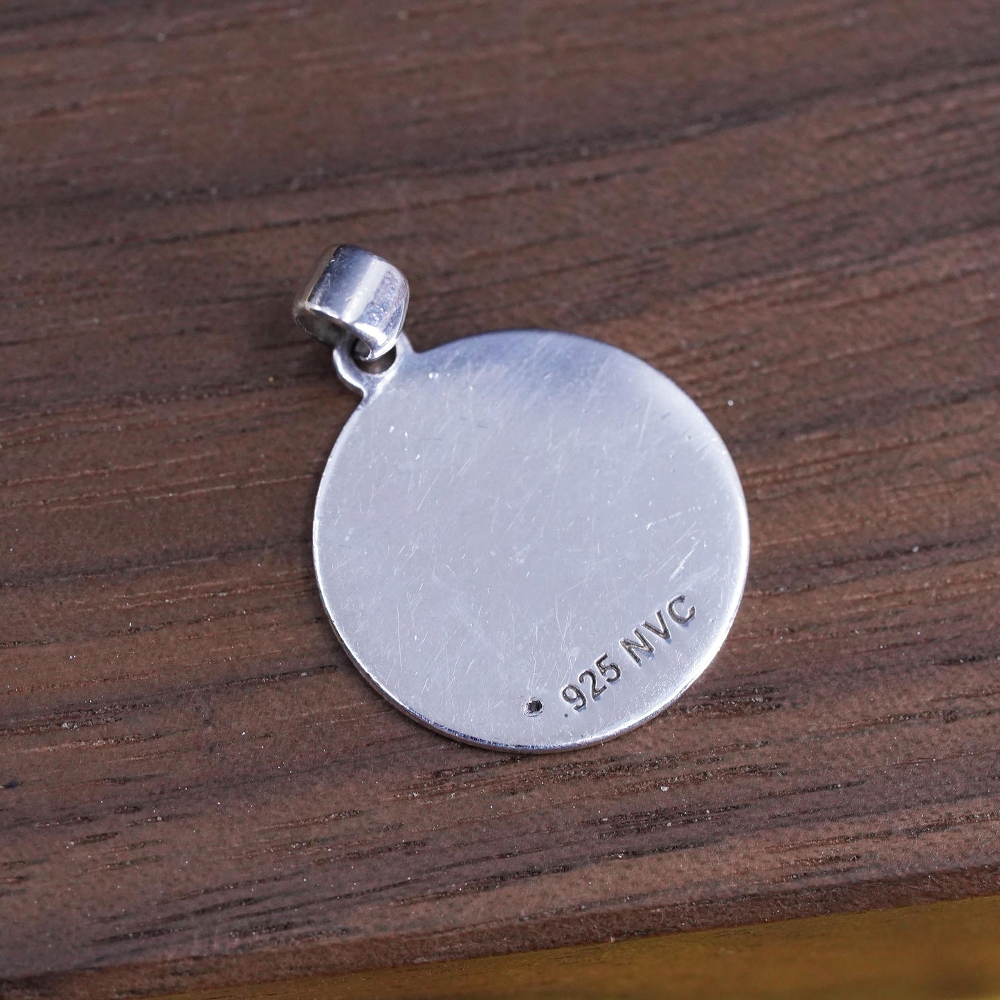 Vintage Sterling silver initial pendant, 925 circle with letter K