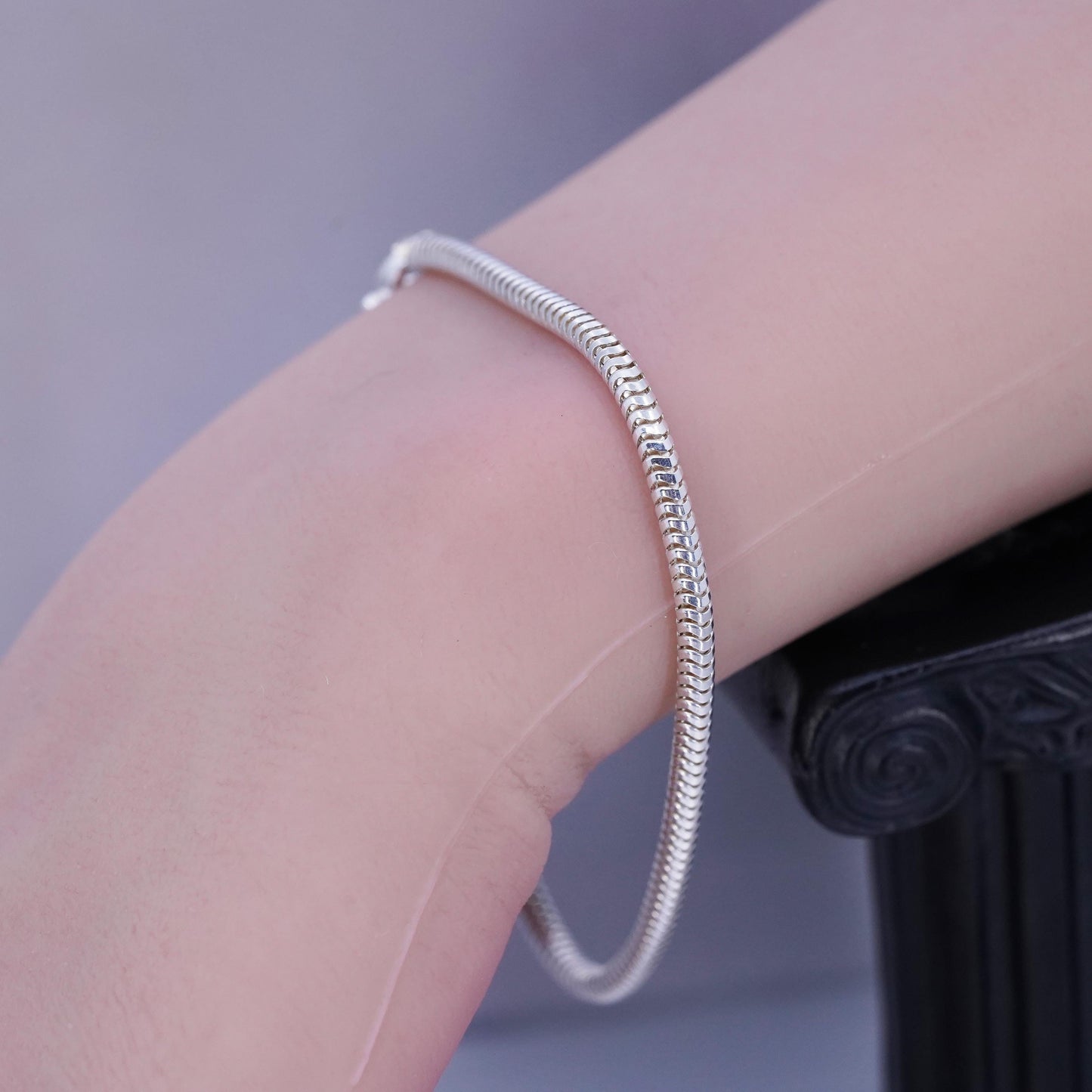 7.25” 3mm, Sterling 925 silver handmade bracelet, bold snake chain