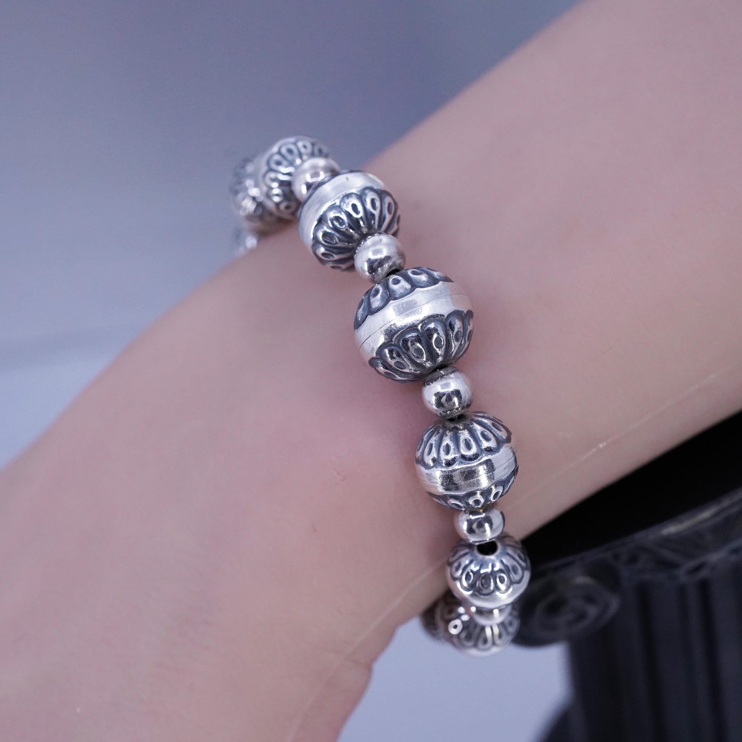5.5”, Carolyn Pollack Relios Sterling Silver 925 Desert Pearl bead Bracelet