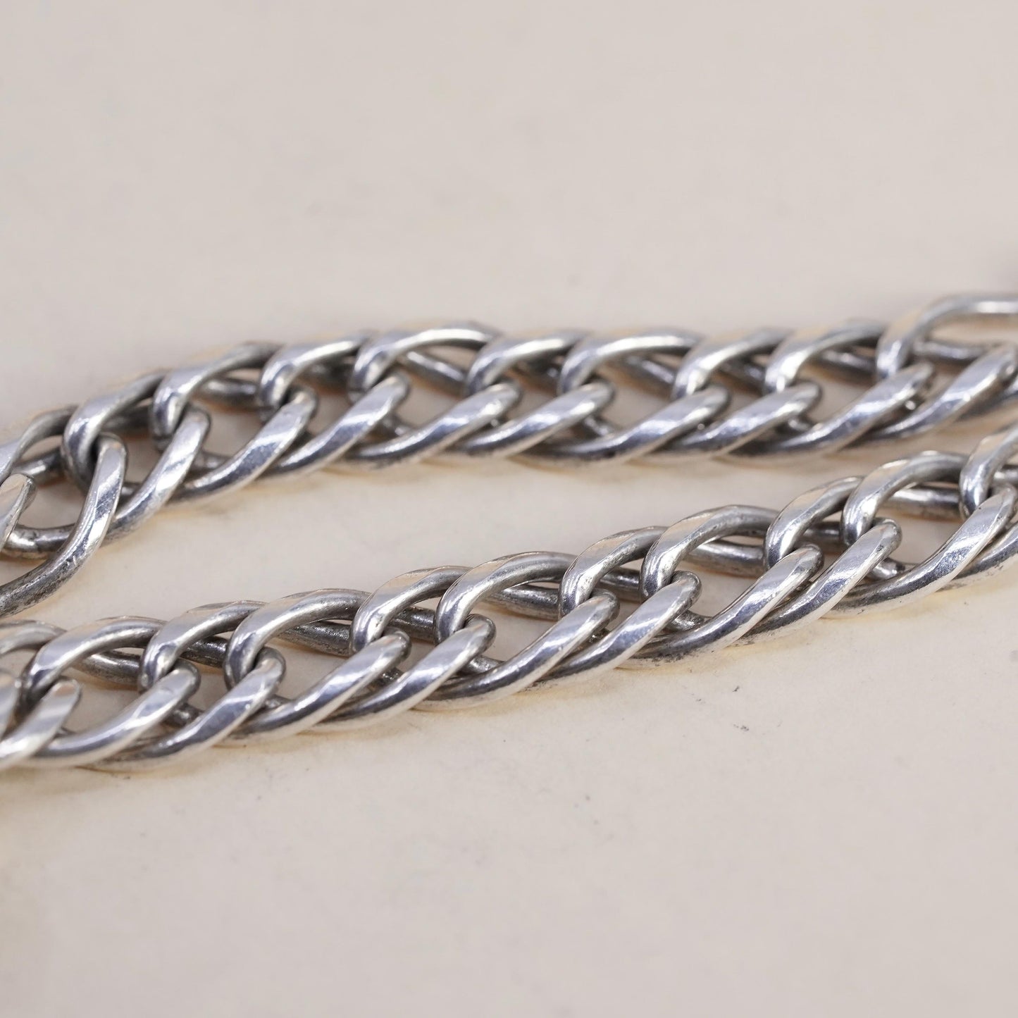 7.25" 8mm, Vintage sterling silver bracelet, 925 double curb chain