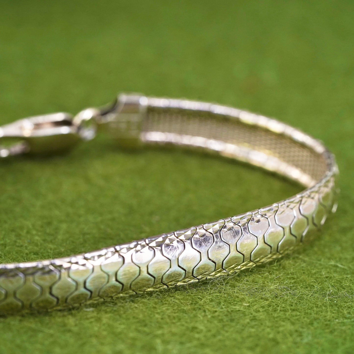 7.25", VTG vermeil gold over Sterling silver omega bracelet, Italy 925 chain
