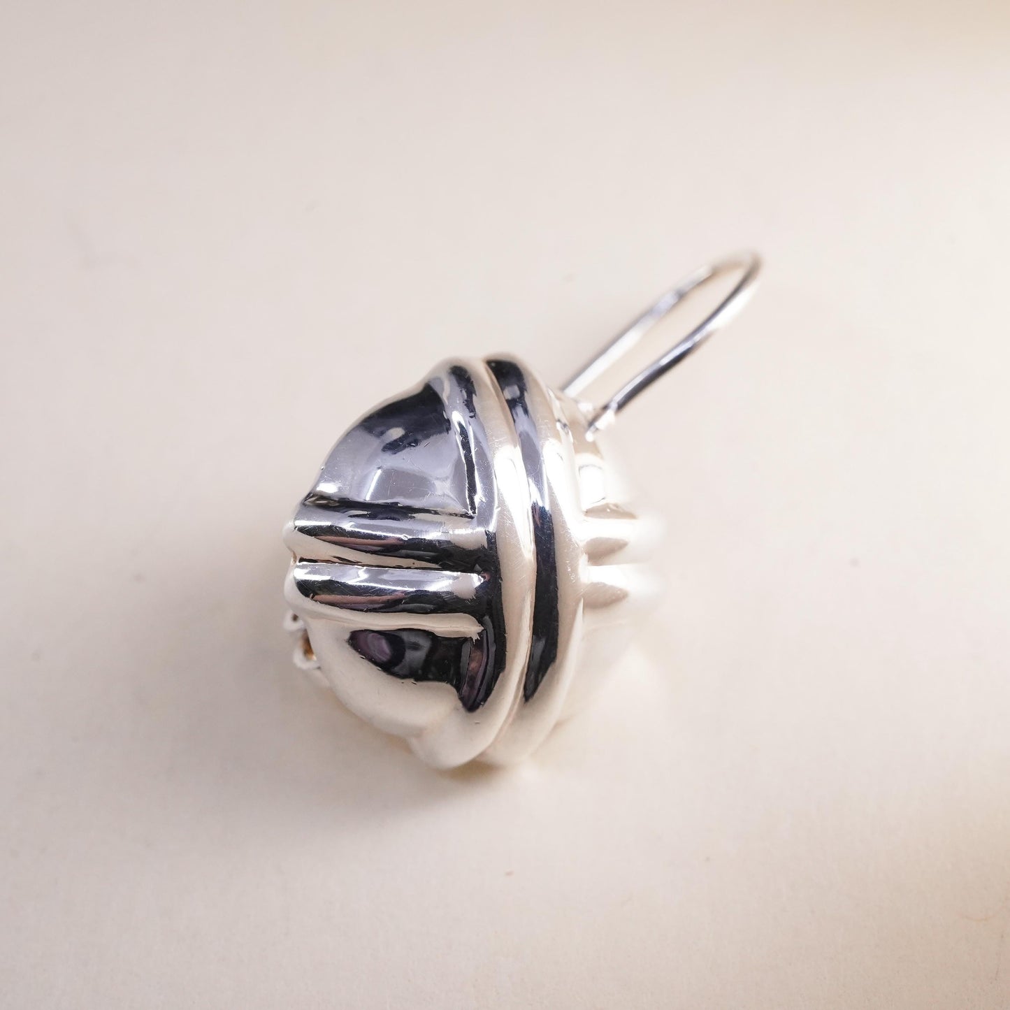 vintage modernist sterling silver 925 handmade single circle earring lever back
