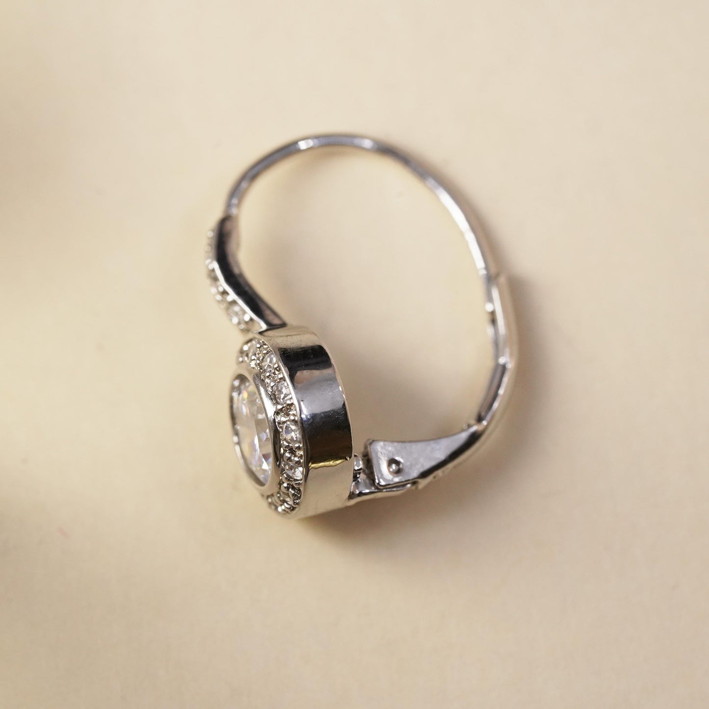 Fashion sterling silver single earring, 925 silver dangle clear Cz lever back