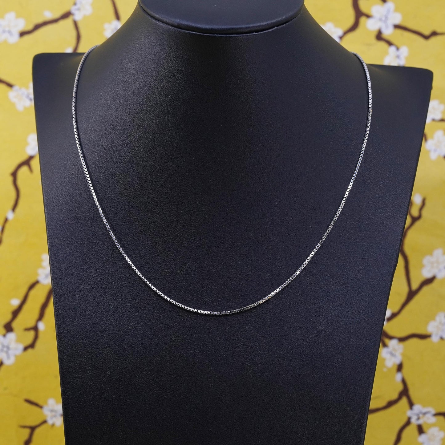 18”, 1.6mm, vintage Sterling silver box chain, Italy 925 necklace