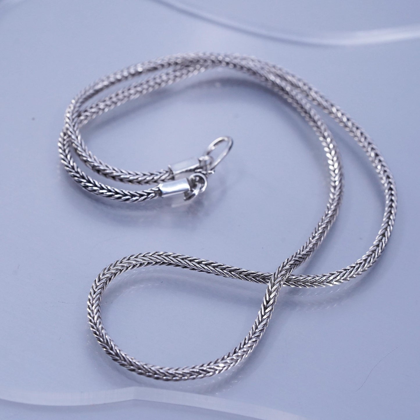 20” 3mm, vintage Sterling 925 silver handmade wheat chain necklace