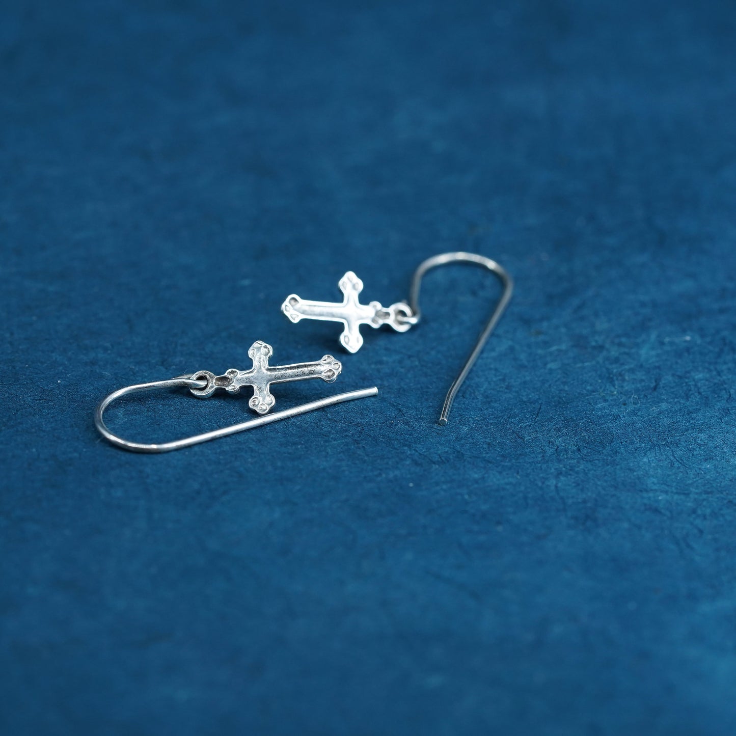 Vintage Sterling silver handmade earrings, 925 cross drops