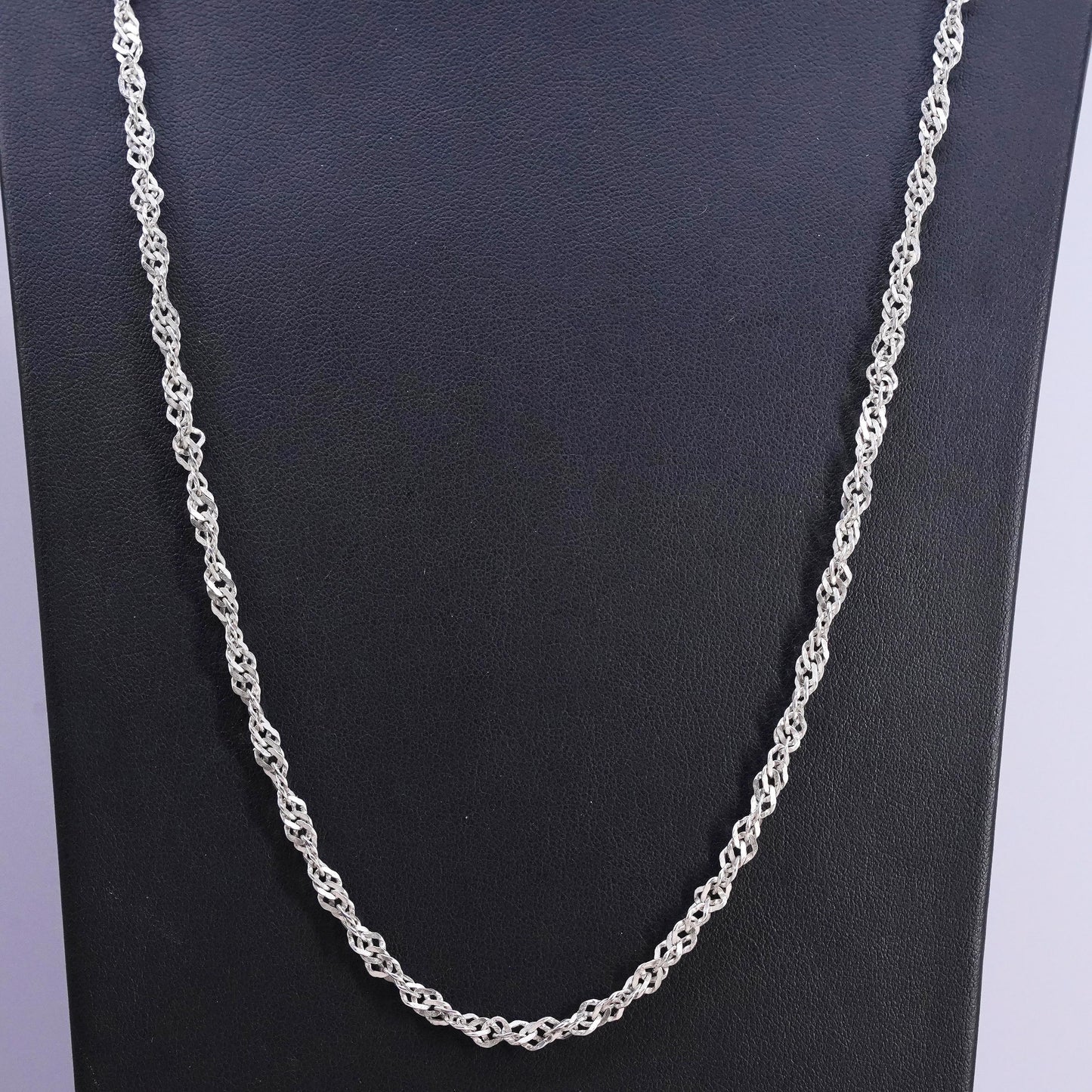 25", vintage Italian Sterling silver handmade necklace, 925 twisted curb chain