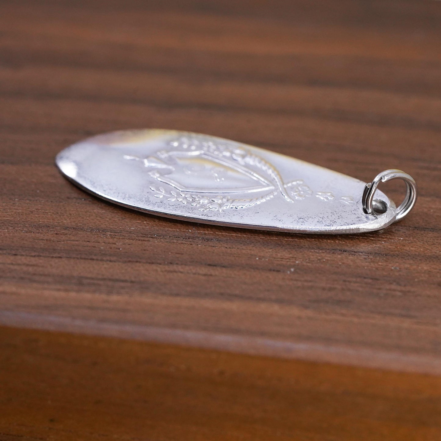Vintage Sterling silver handmade charm, 925 spoon tag pendant, silver tested