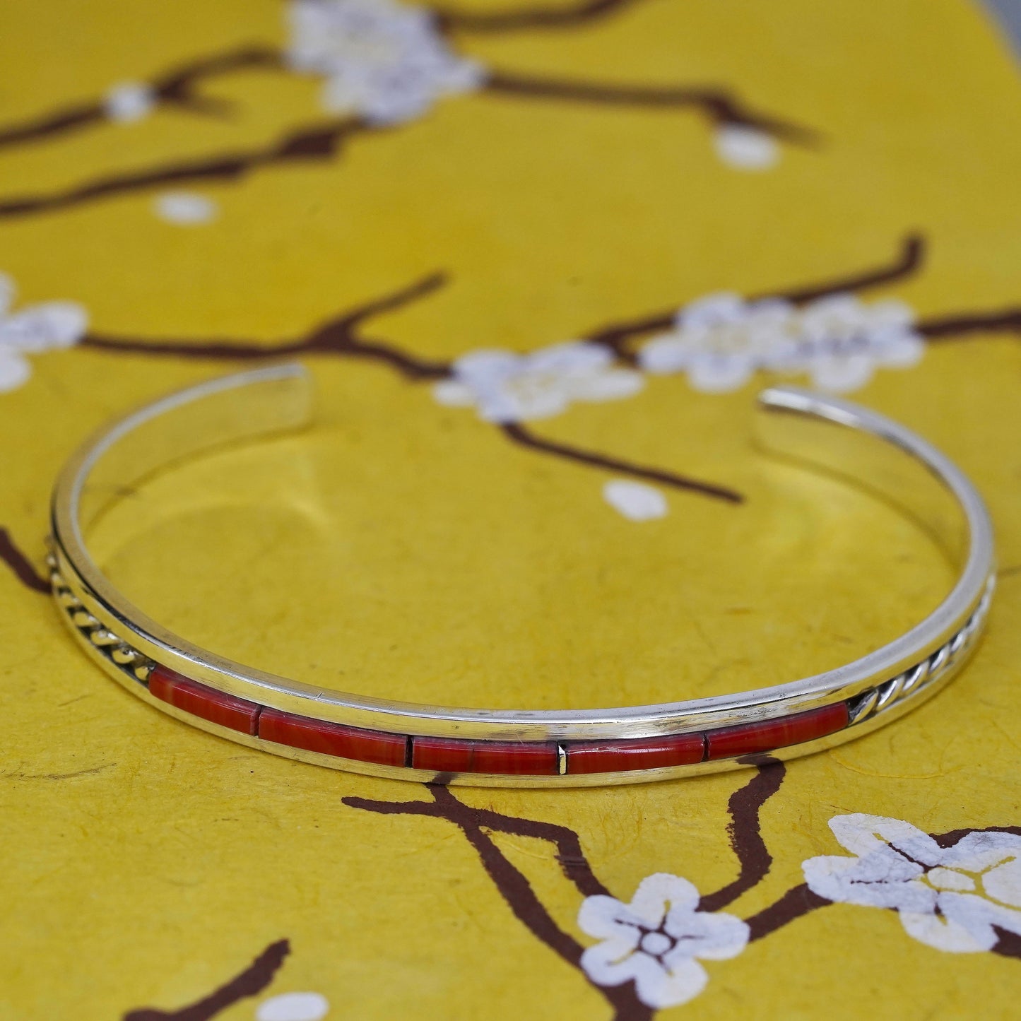 6.25” Native American Robert K. Deutsawe Jr. Zuni Sterling silver bracelet