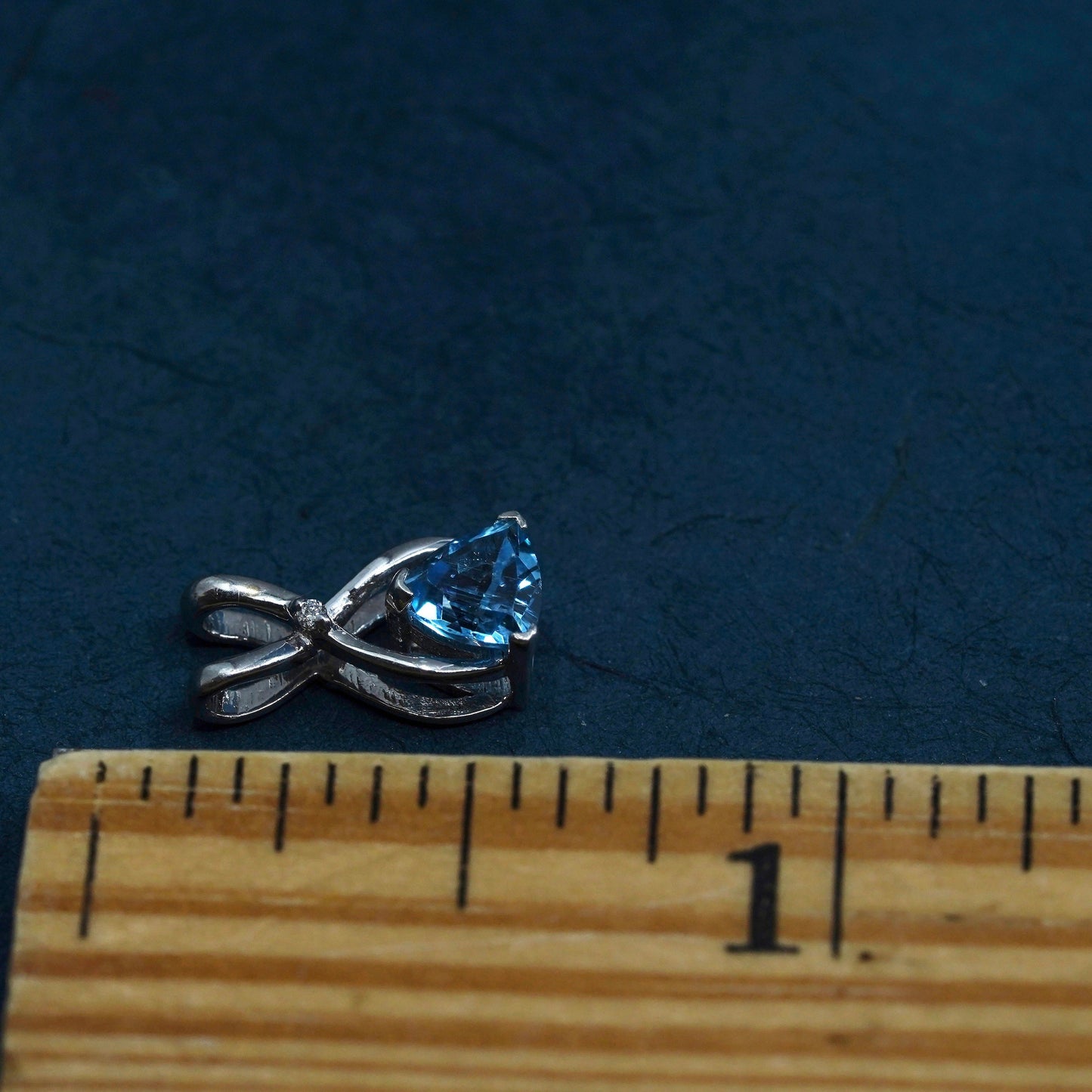 Vintage sterling 925 silver handmade pendant with blue topaz stone