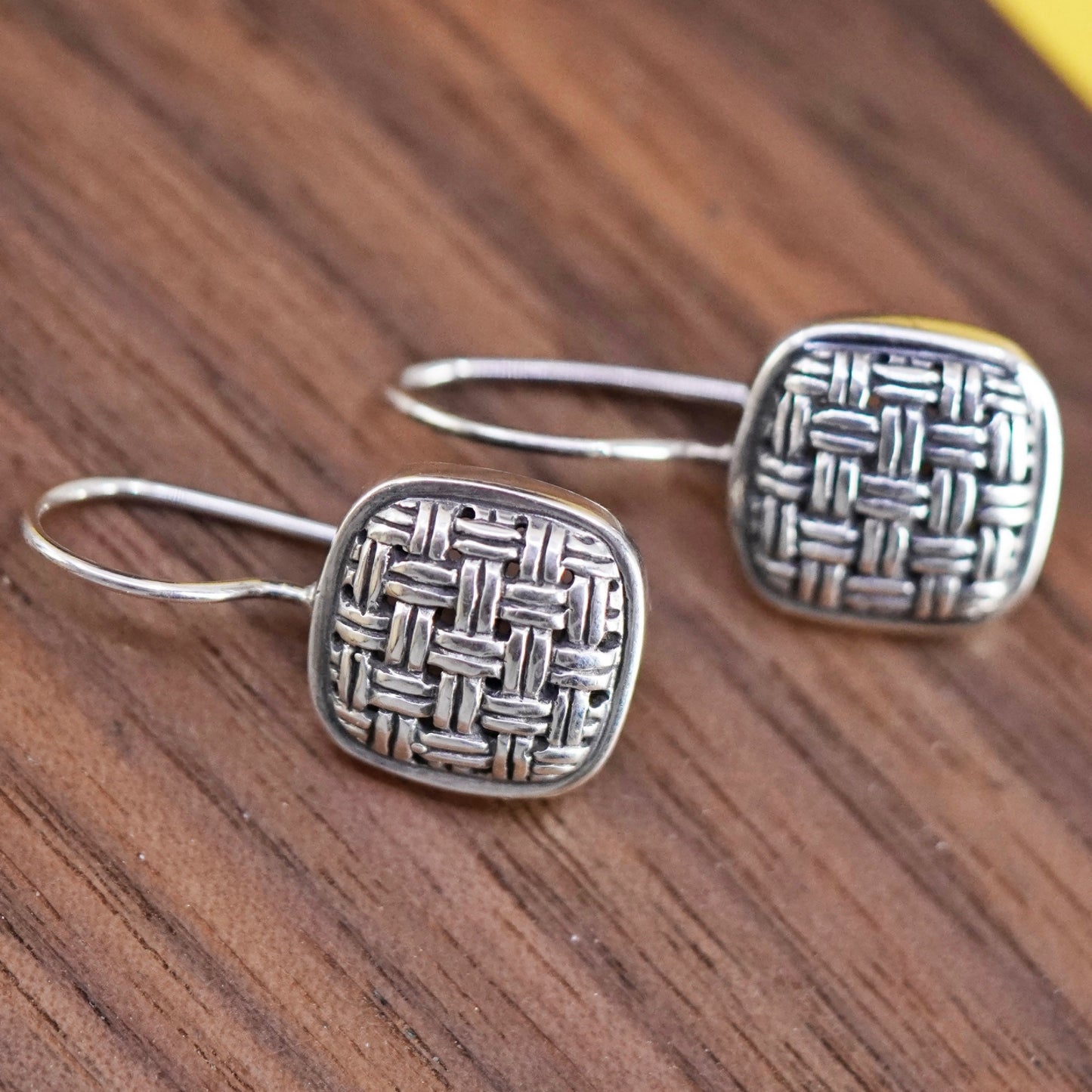 Vintage 925 Sterling Silver handmade square Earrings