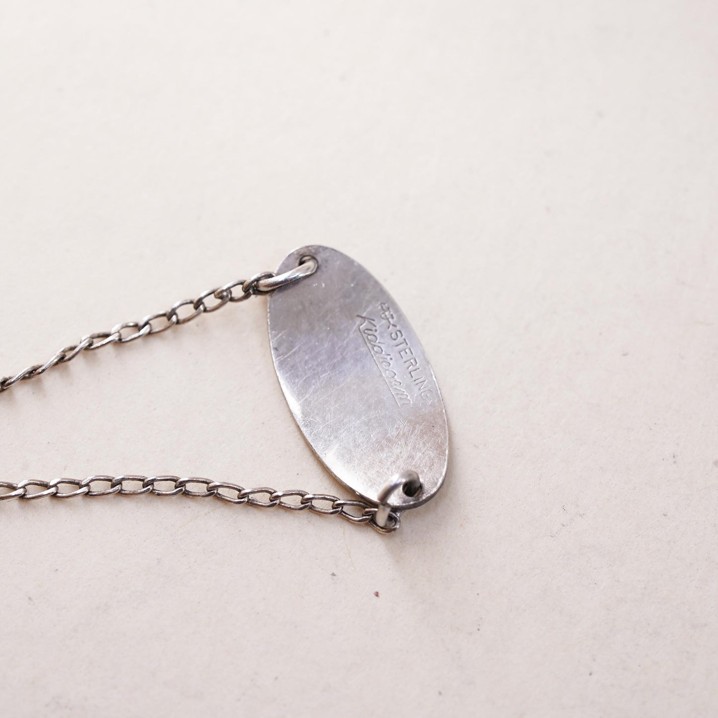 6.25", Vintage sterling silver bracelet, 925 circle chain with name tag