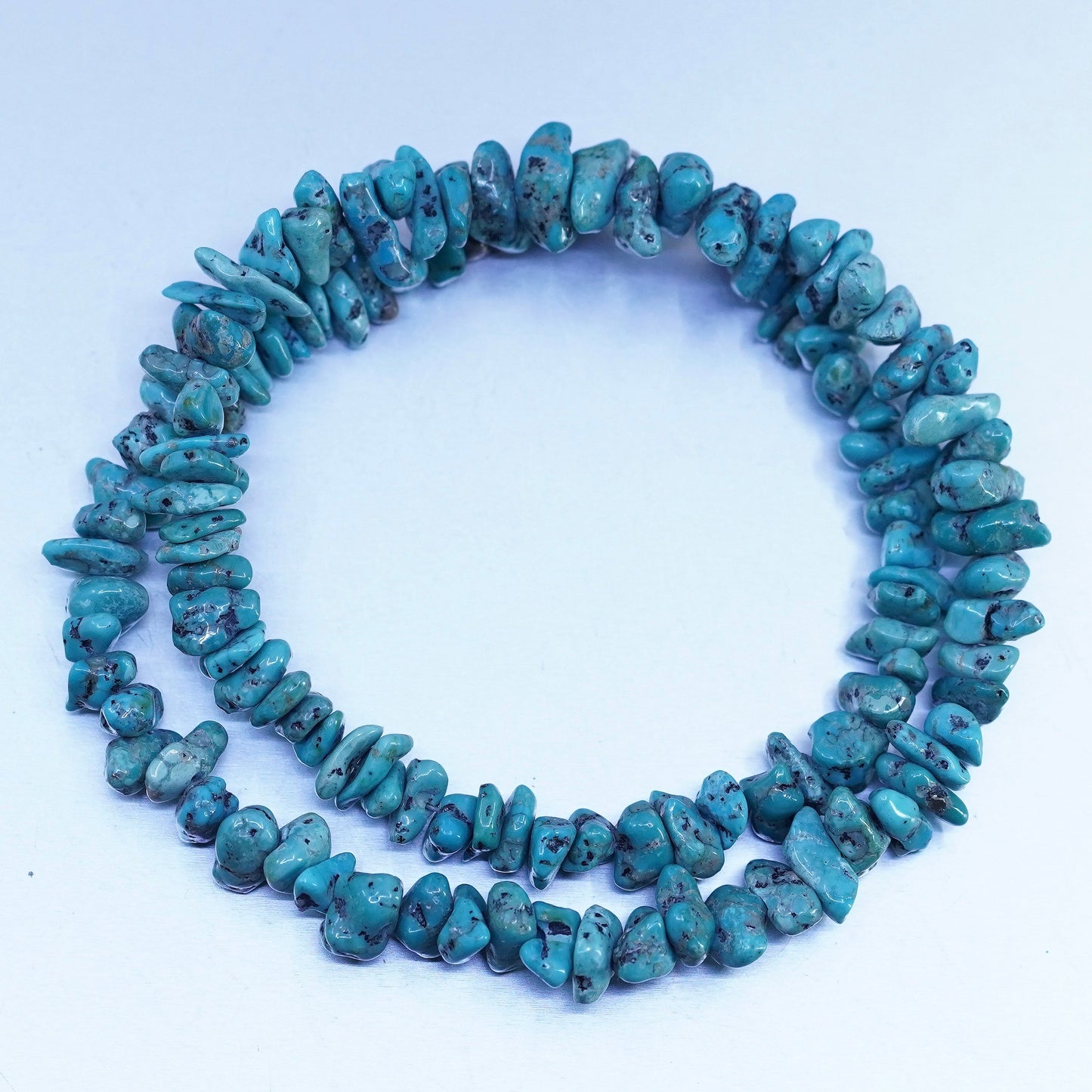 16”, Native American Sterling 925 silver handmade necklace with turquoise beads
